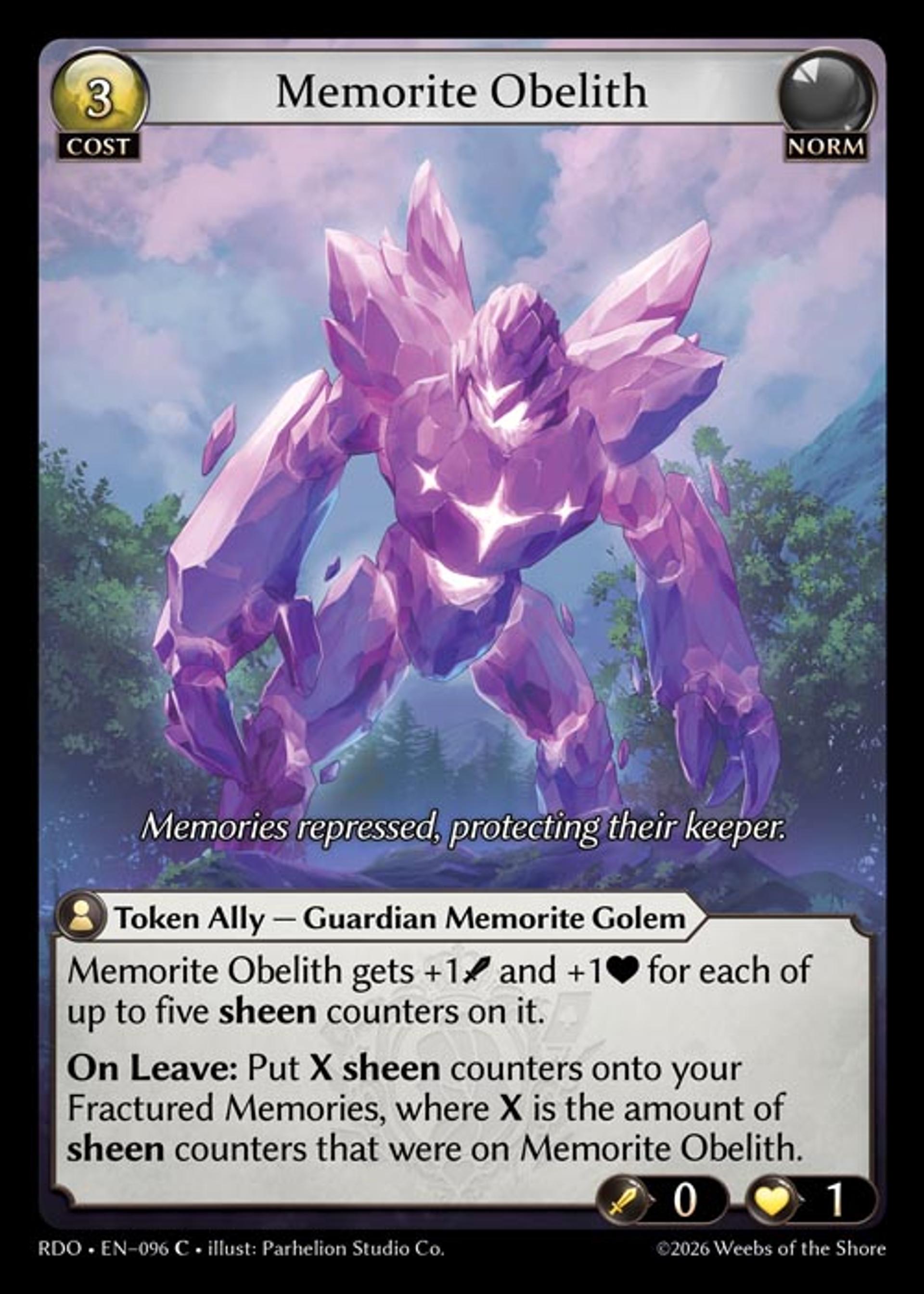 Memorite Obelith — Radiant Origins — Grand Archive TCG