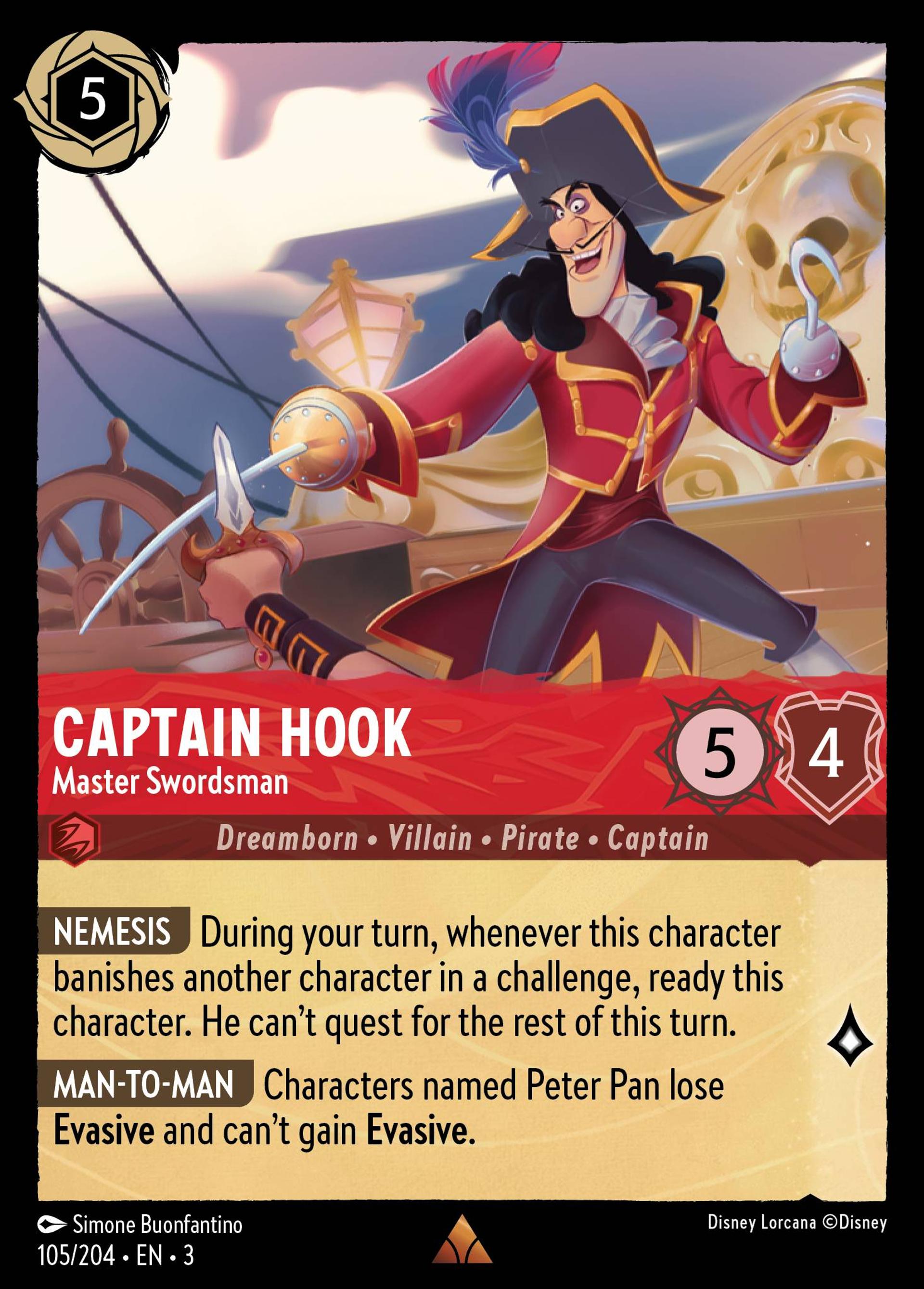 Captain Hook - Master Swordsman — Into the Inklands — Lorcana