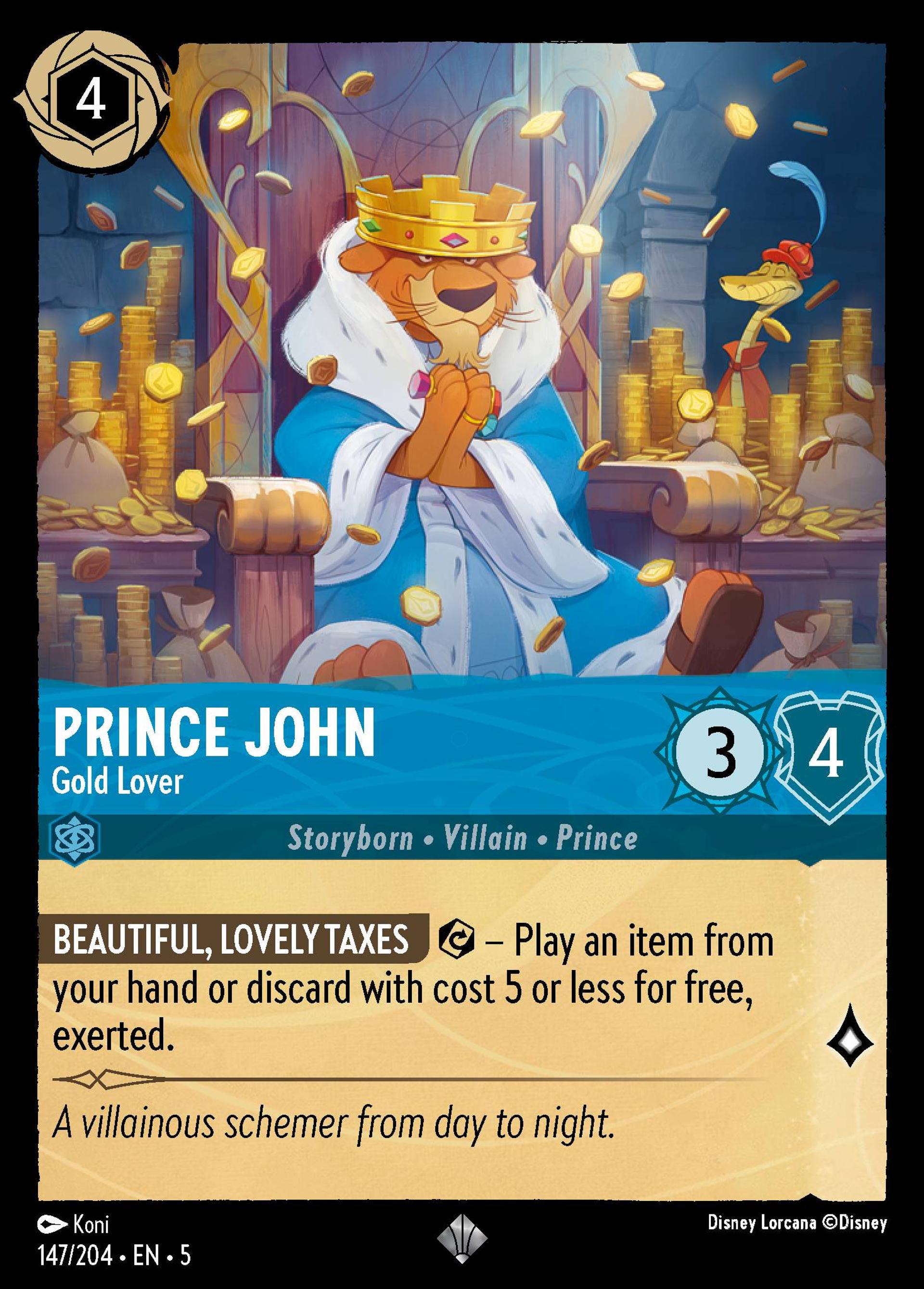 Prince John - Gold Lover — Shimmering Skies — Lorcana
