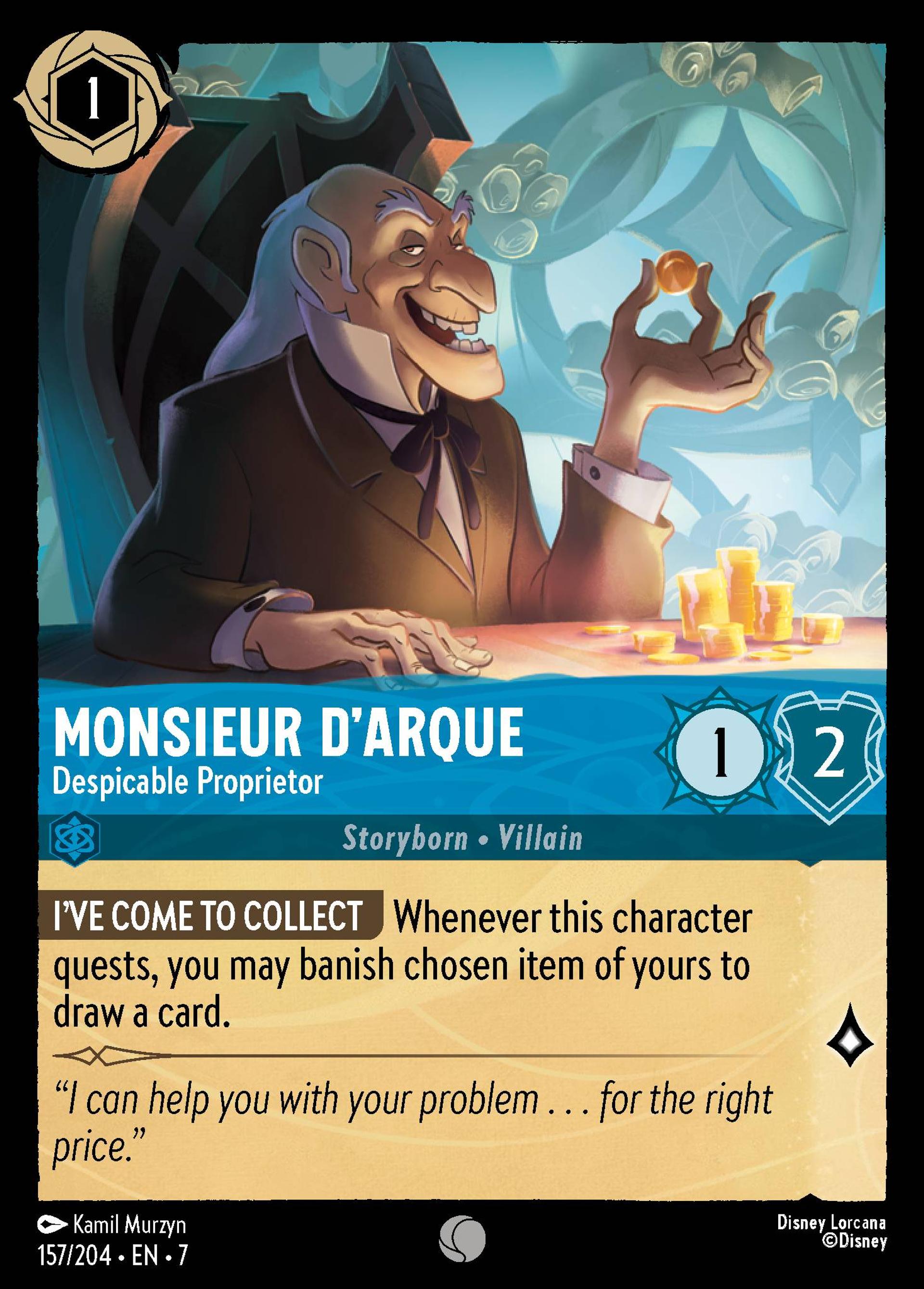Monsieur D'Arque - Propriétaire méprisable — Archazia's Island — Lorcana