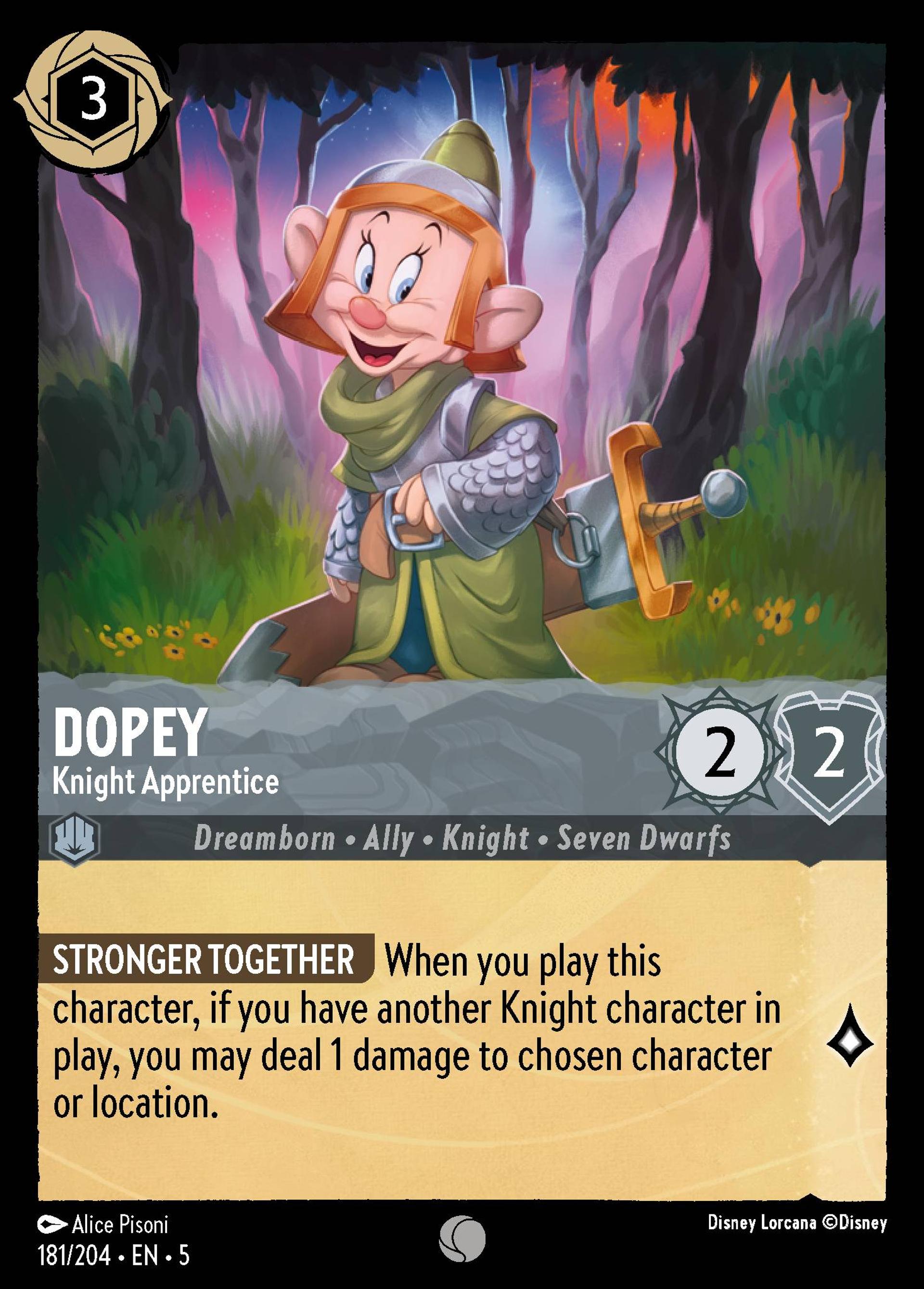 Dopey - Knight Apprentice — Shimmering Skies — Lorcana