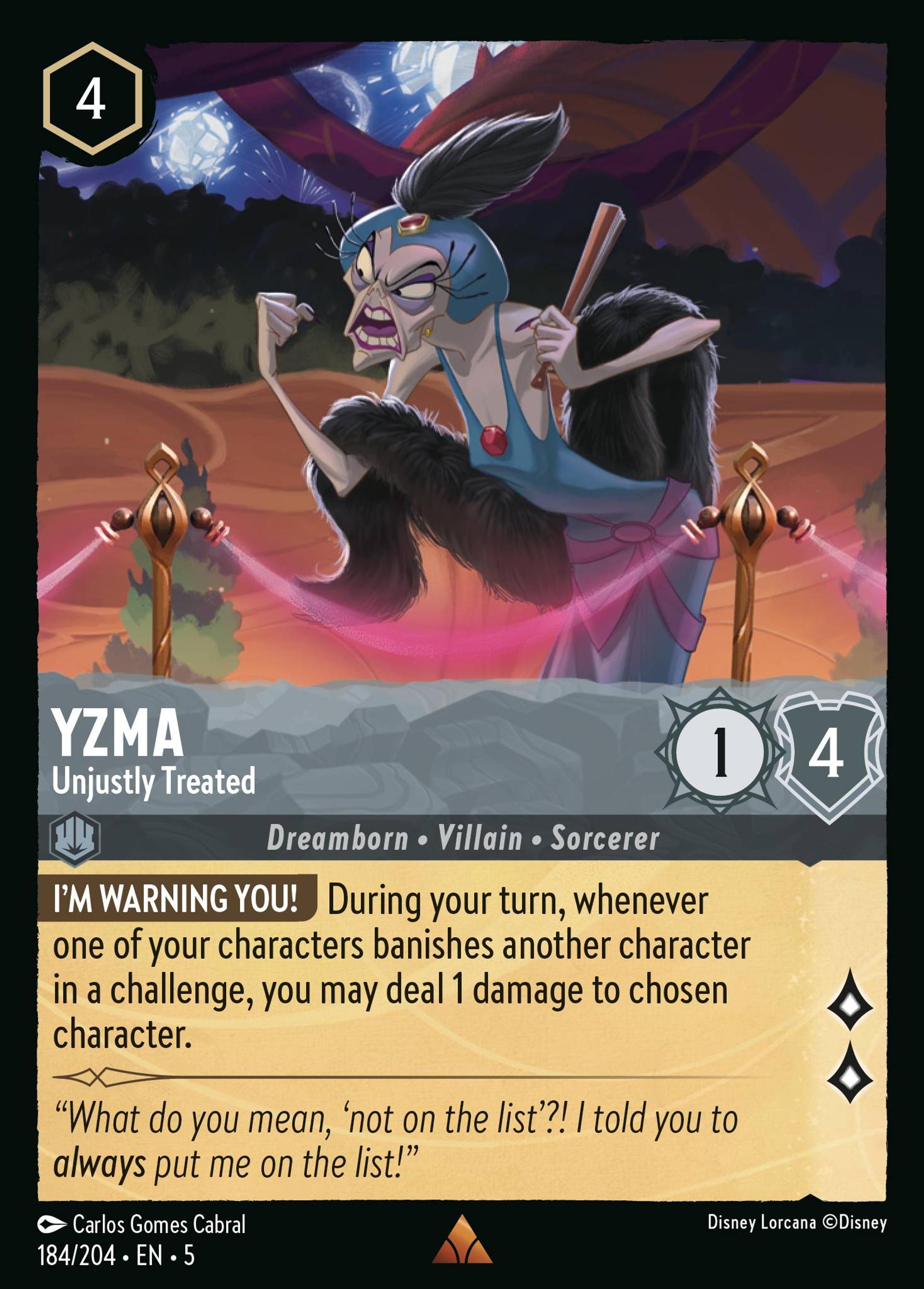 Yzma - Unjustly Treated — Shimmering Skies — Lorcana