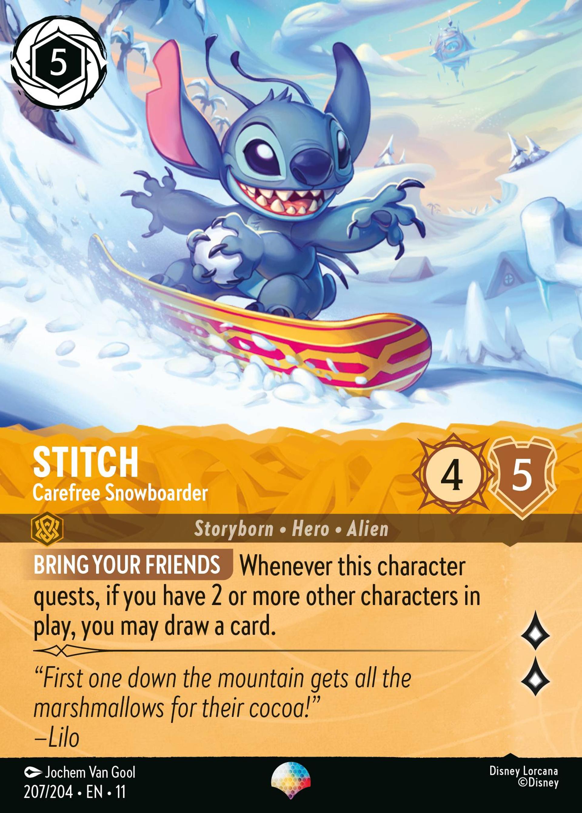 Stitch - Carefree Snowboarder — Winterspell — Lorcana