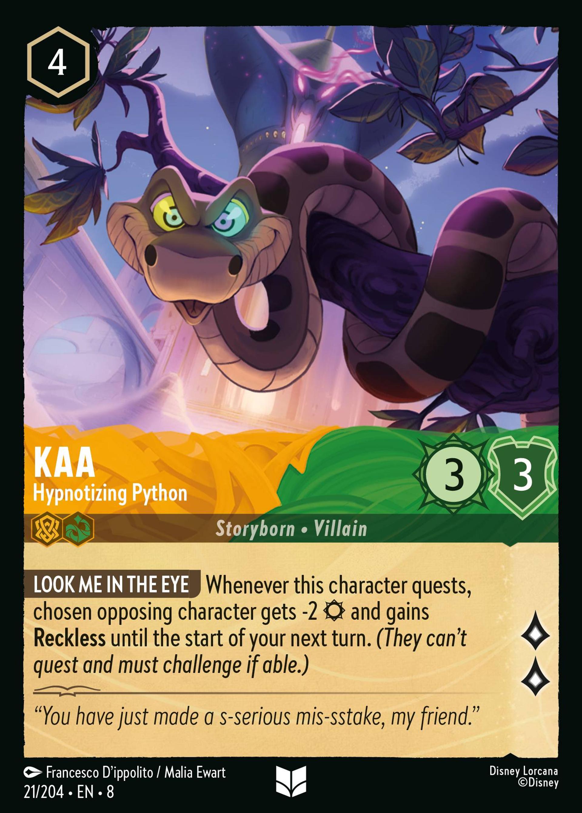 Kaa - Hypnotizing Python — The Reign of Jafar — Lorcana