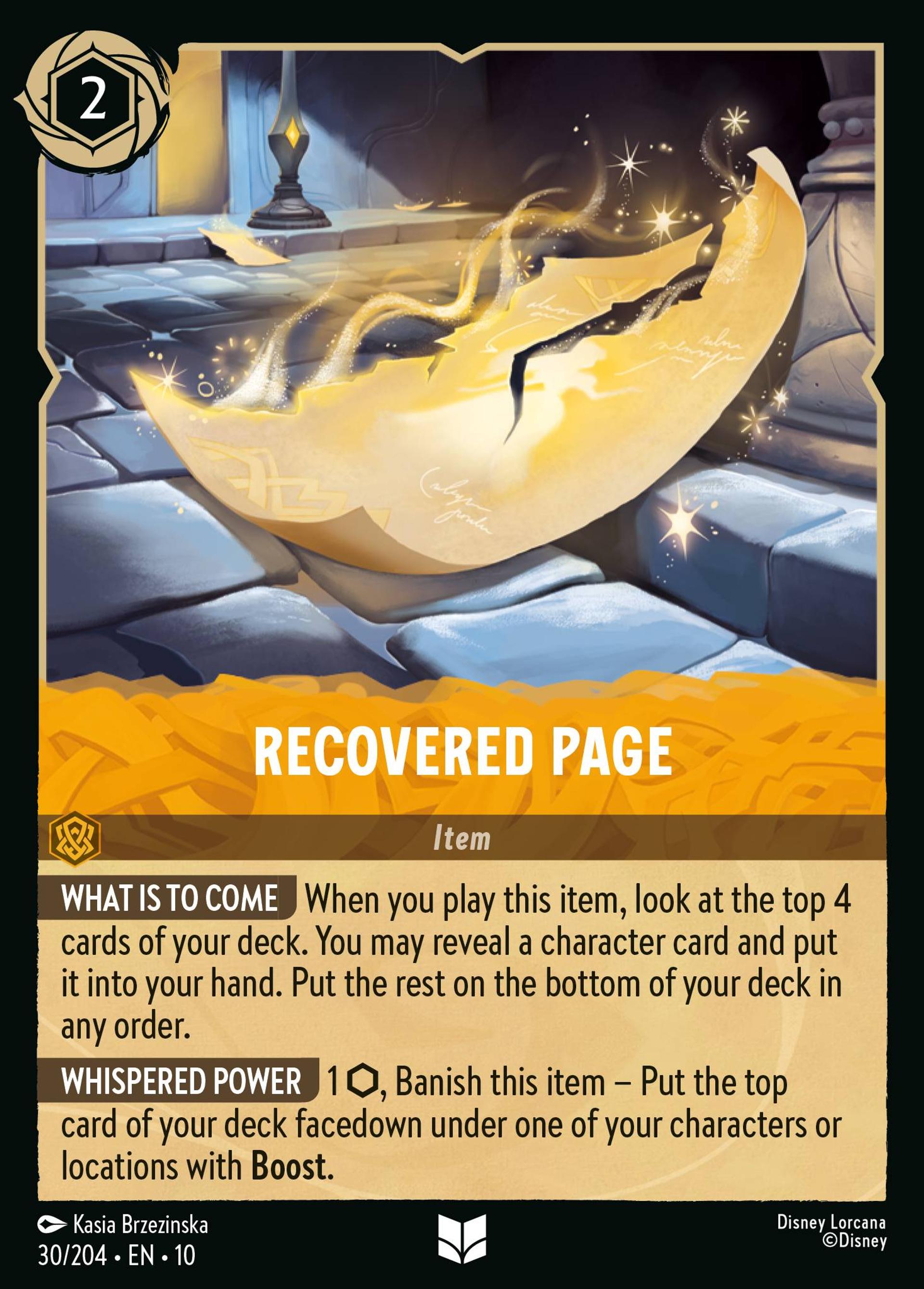 Recovered Page — Whispers in the Well — Lorcana