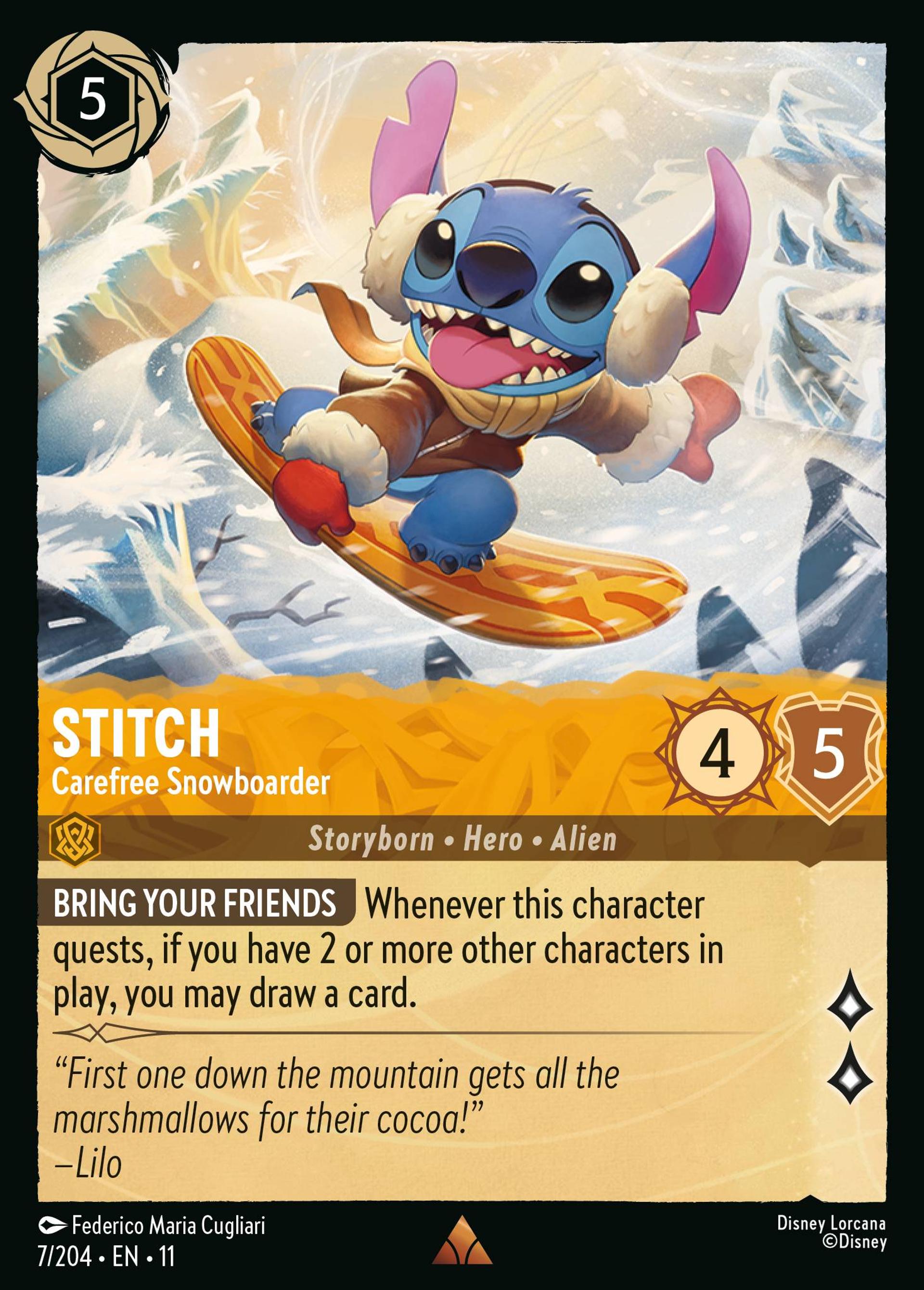Stitch - Carefree Snowboarder — Winterspell — Lorcana