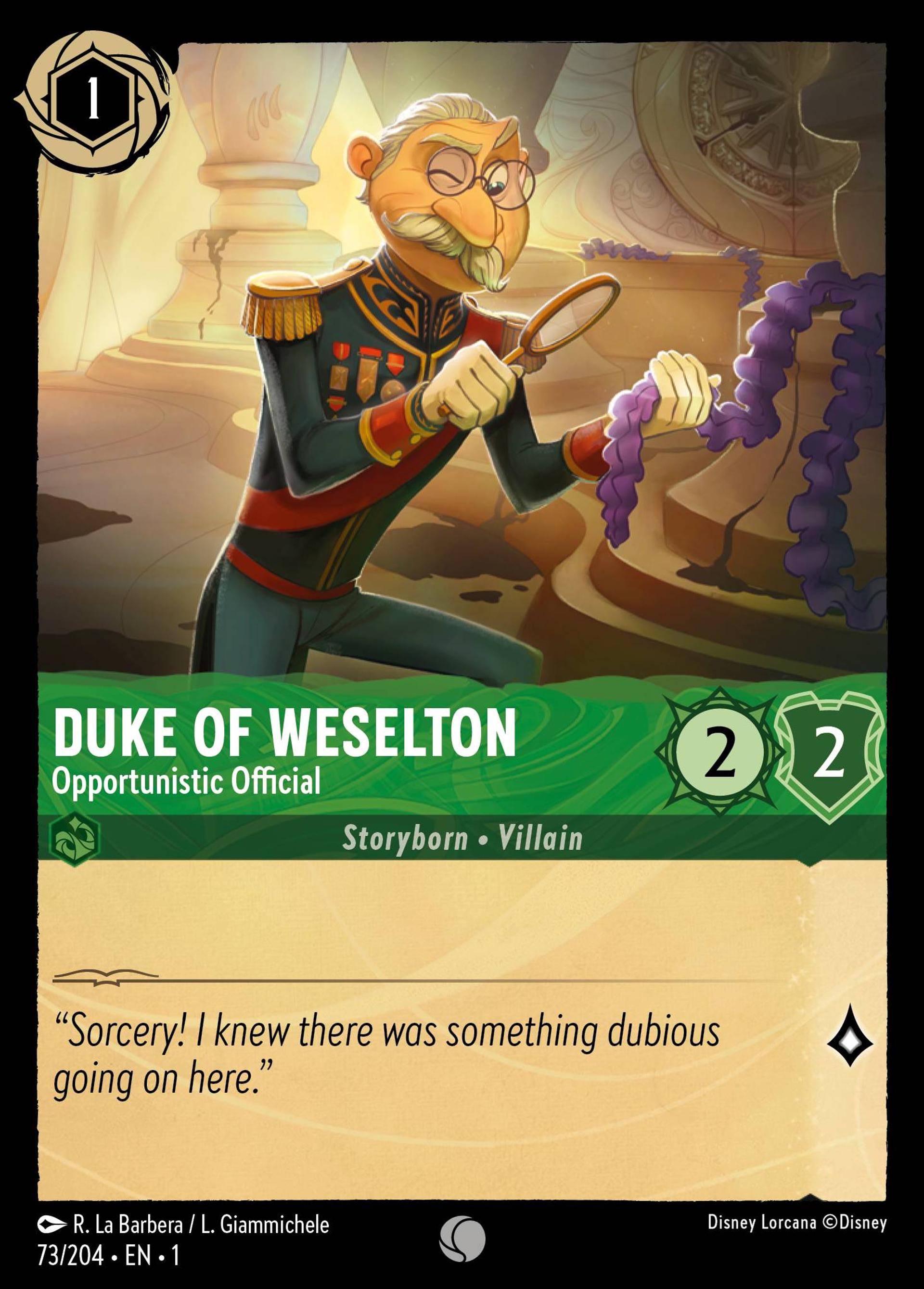 Duke of Weselton - Opportunistic Official — The First Chapter — Lorcana