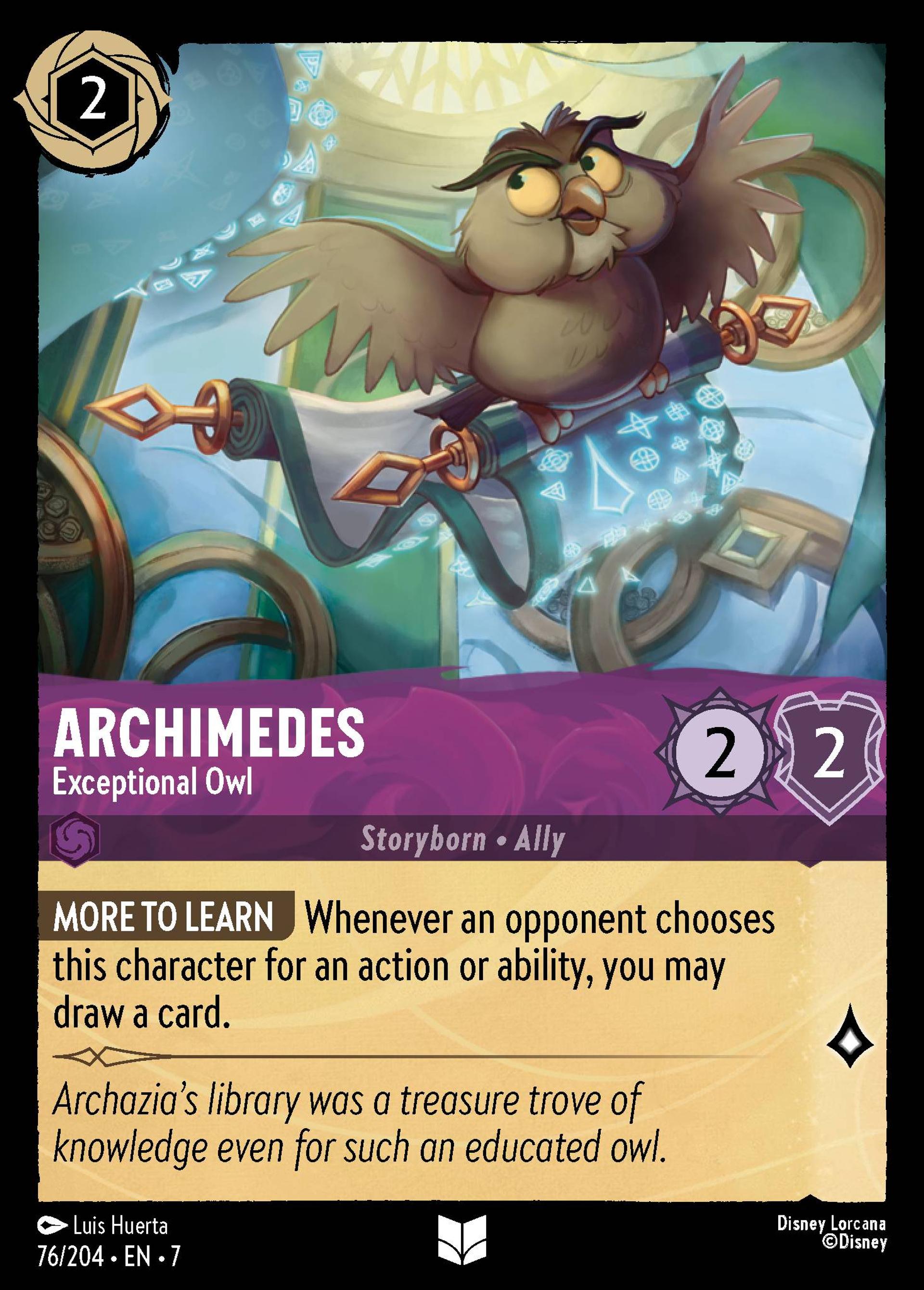 Archimedes - Exceptional Owl — Archazia's Island — Lorcana