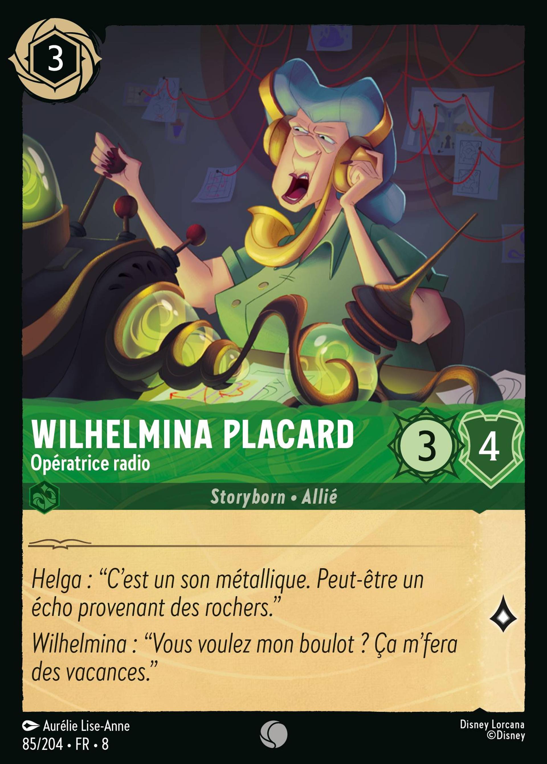 Wilhelmina Placard - L'opératrice radio — The Reign of Jafar — Lorcana