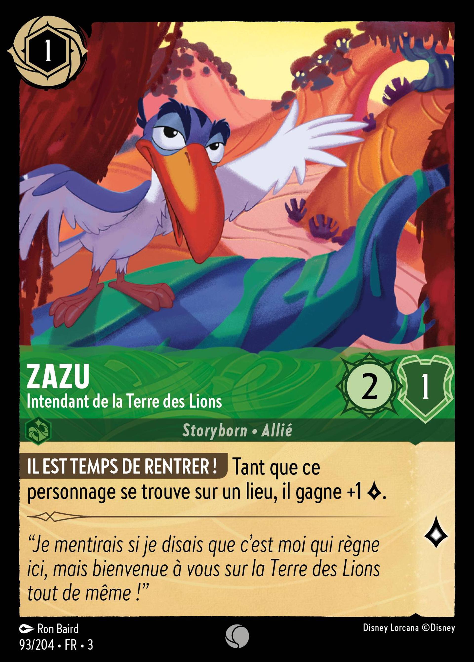 Zazu - Intendant de la Terre des Lions — Into the Inklands — Lorcana