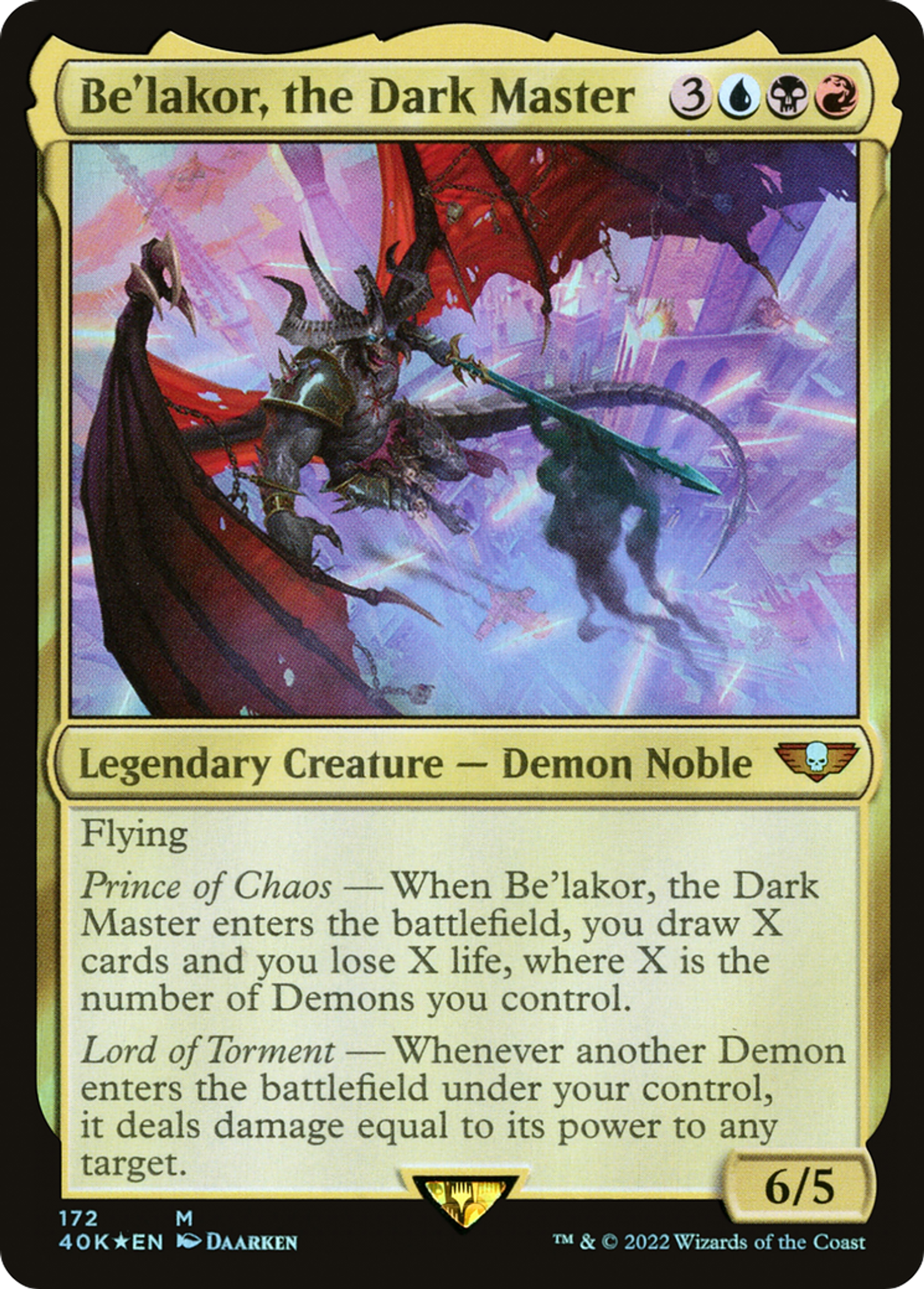 Be'lakor, the Dark Master — Warhammer 40,000 Commander — Magic: The Gathering