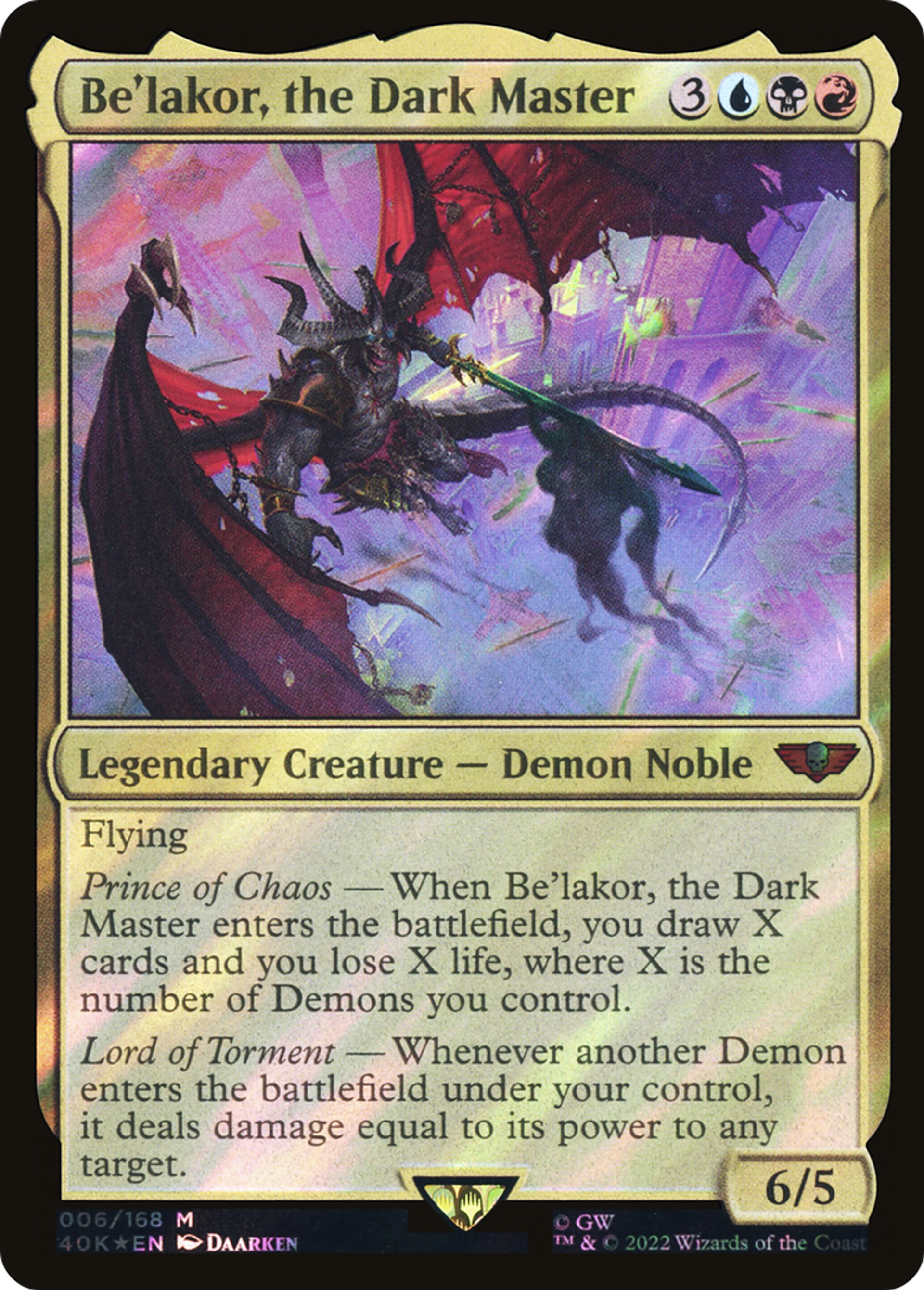 Be'lakor, the Dark Master — Warhammer 40,000 Commander — Magic: The Gathering