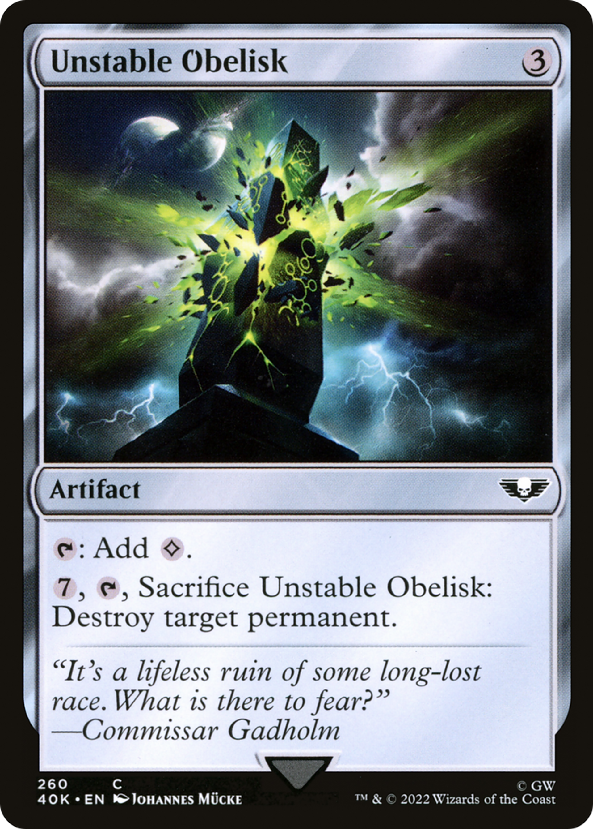 Obélisque instable — Warhammer 40,000 Commander — Magic: The Gathering