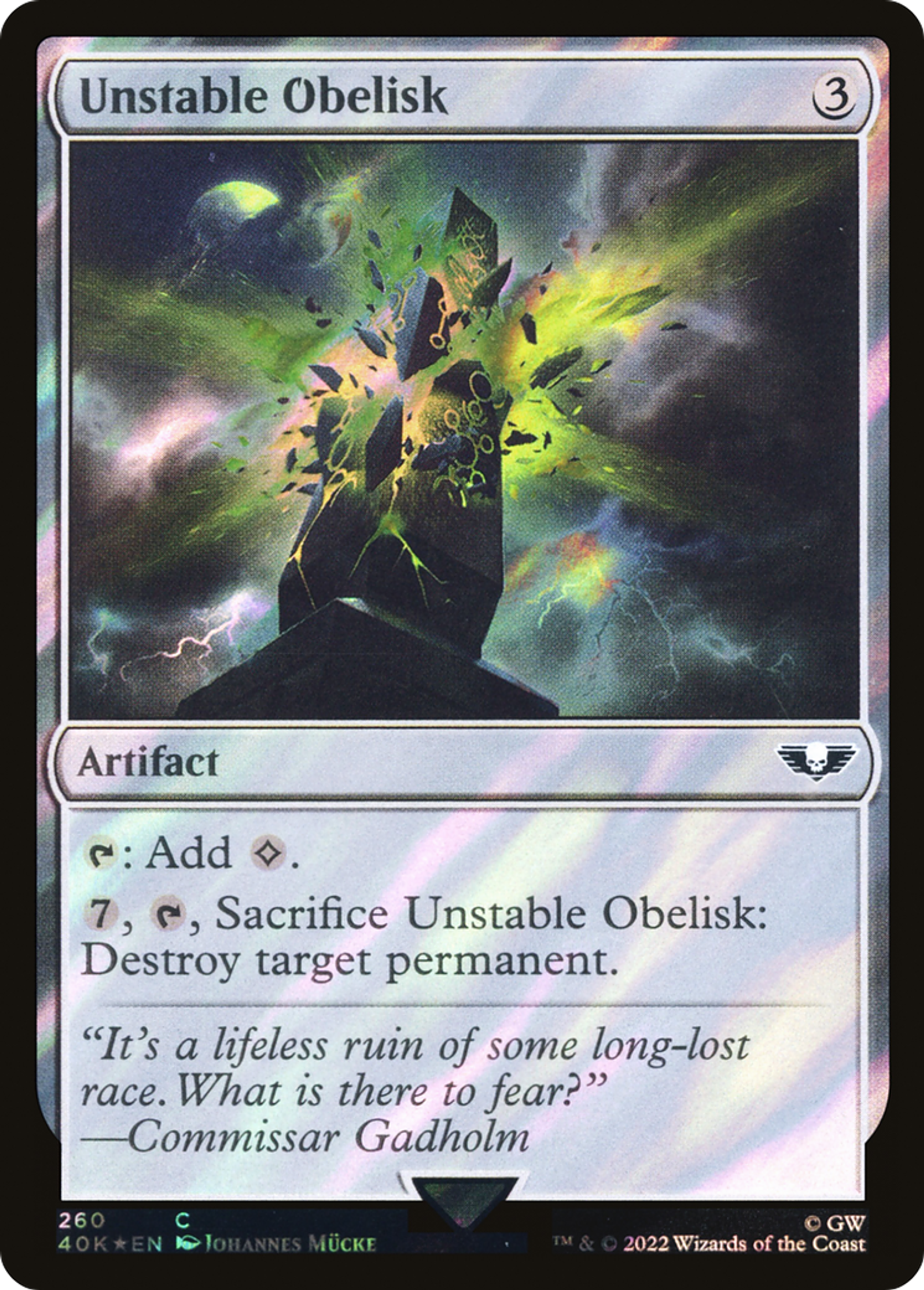 Obélisque instable — Warhammer 40,000 Commander — Magic: The Gathering