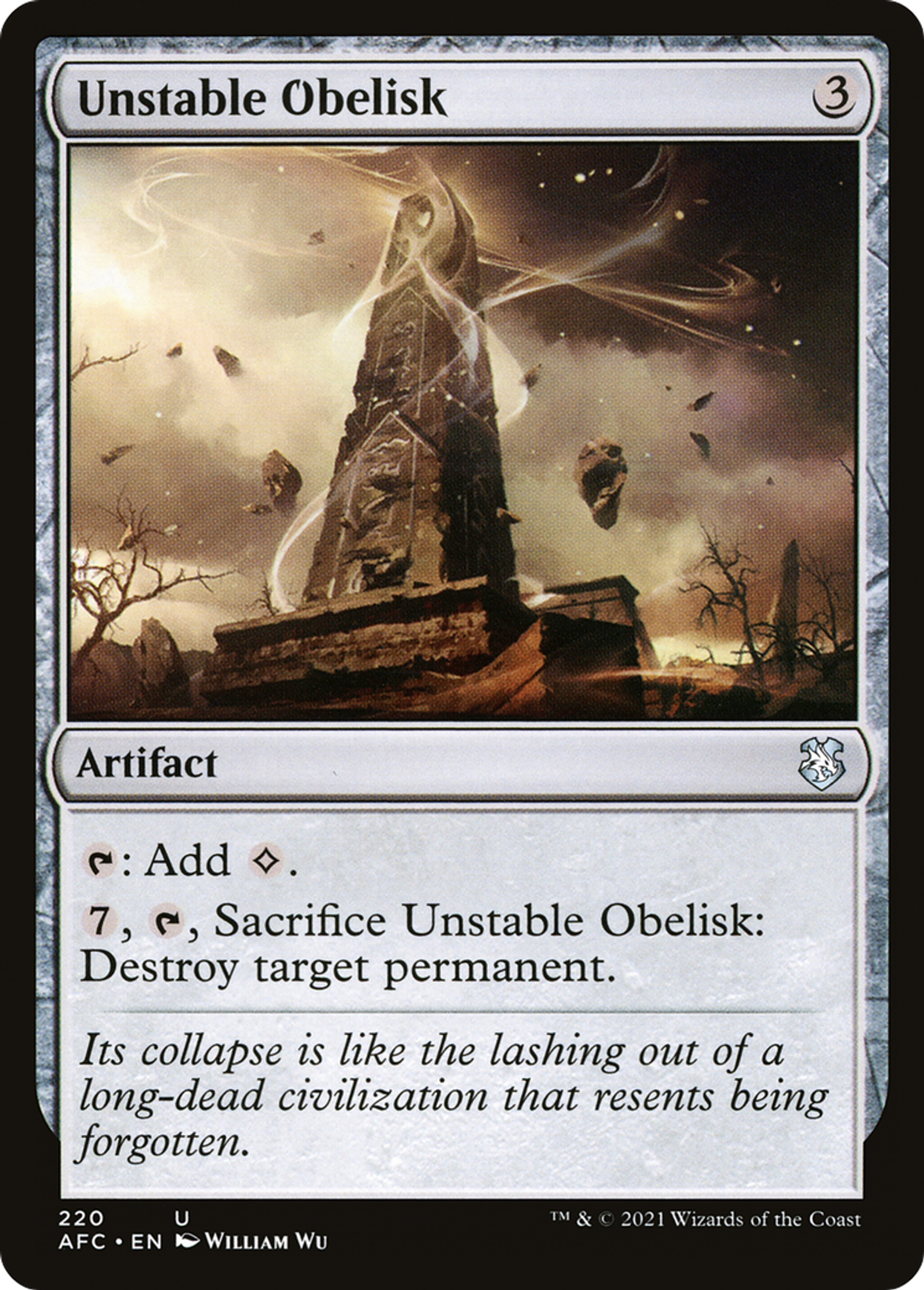 Obélisque instable — Forgotten Realms Commander — Magic: The Gathering