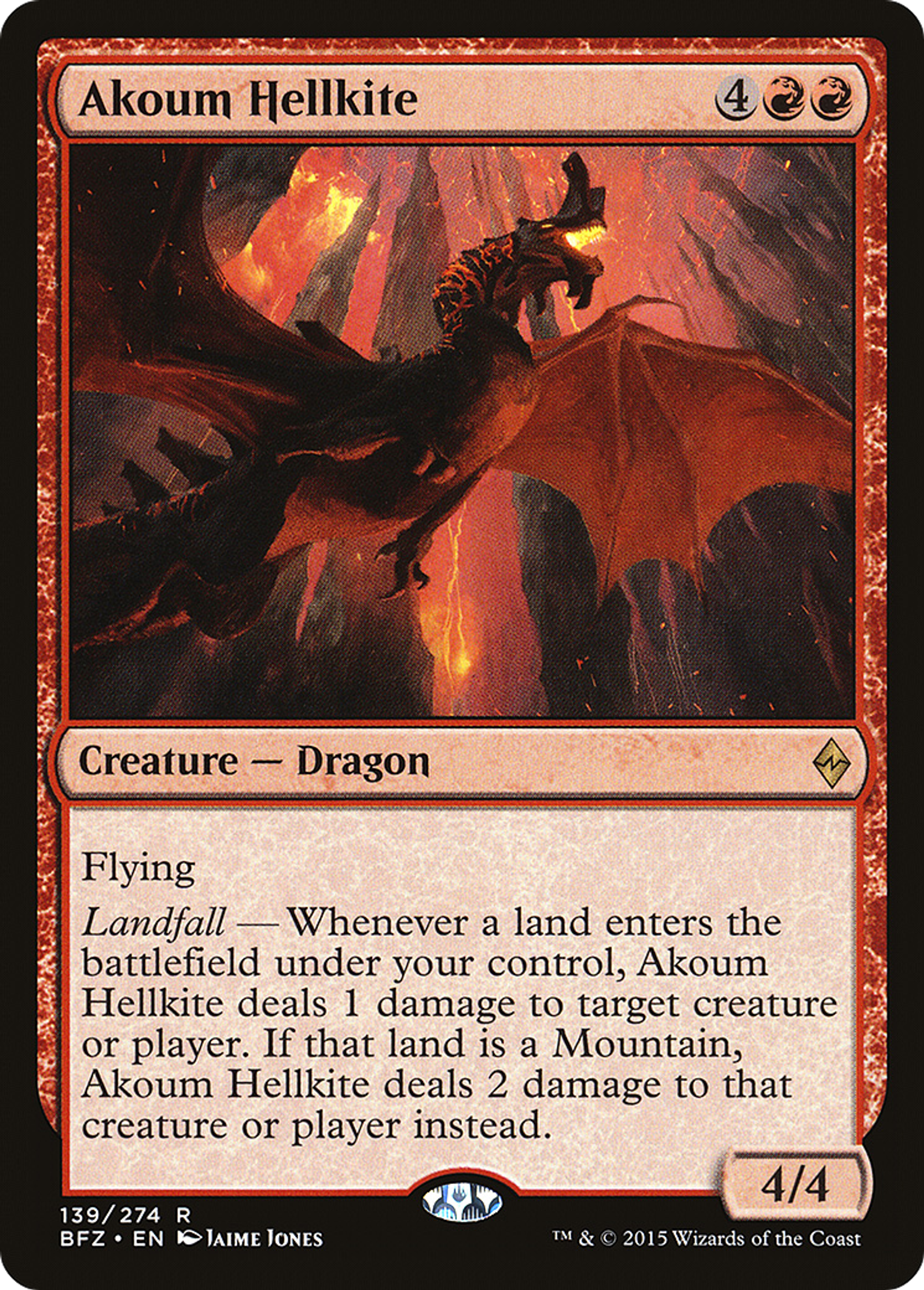 Akoum Hellkite — Battle for Zendikar — Magic: The Gathering