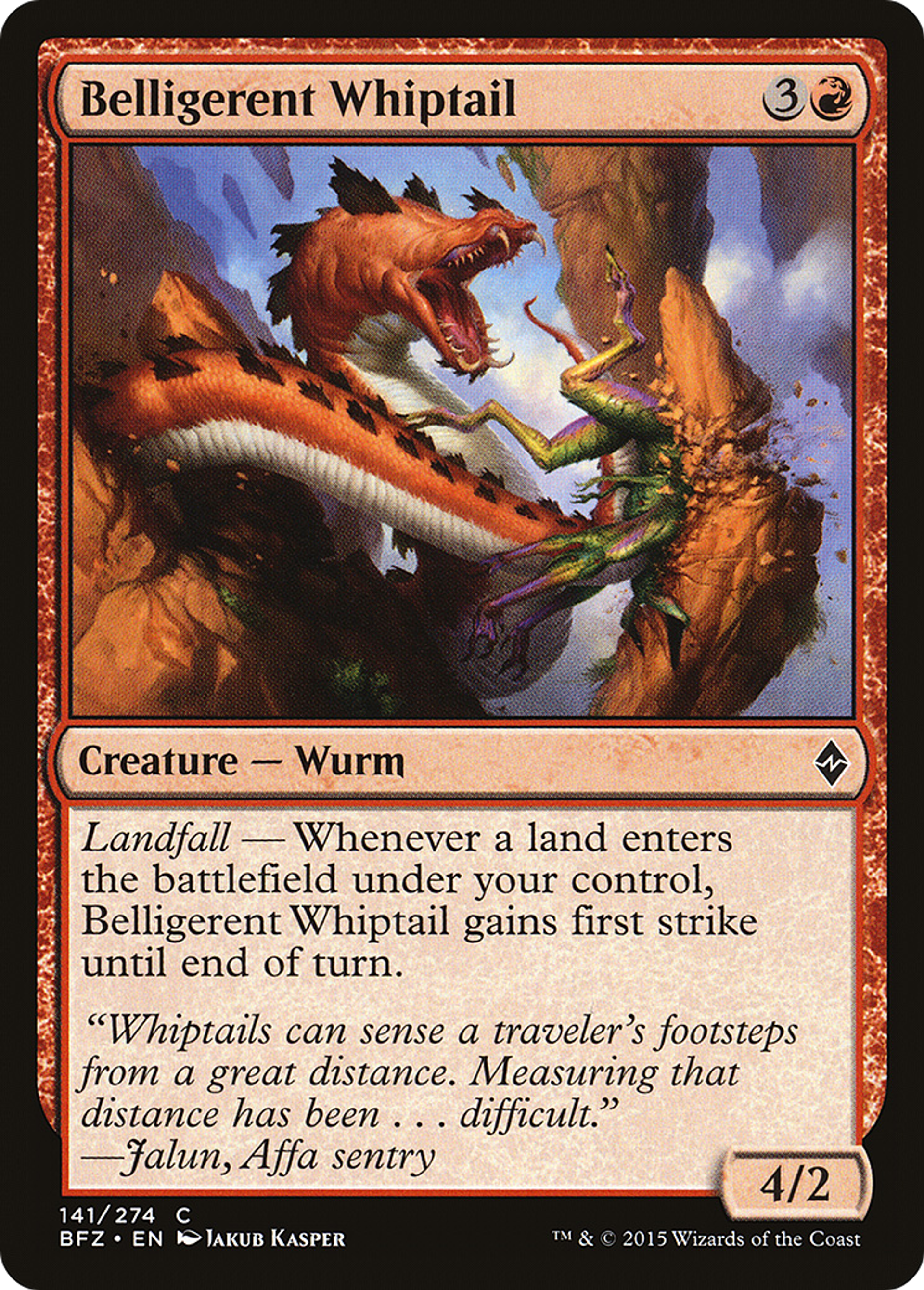 Belligerent Whiptail — Battle for Zendikar — Magic: The Gathering