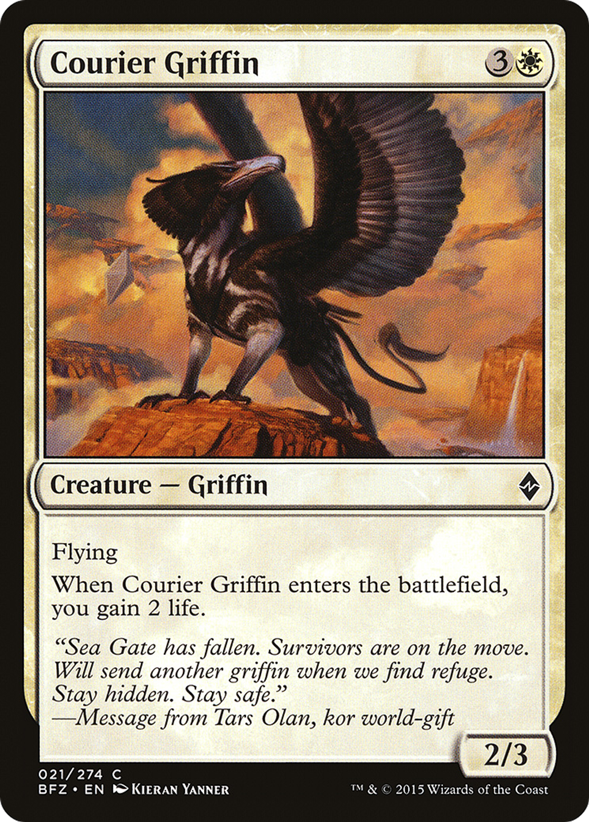 Courier Griffin — Battle for Zendikar — Magic: The Gathering