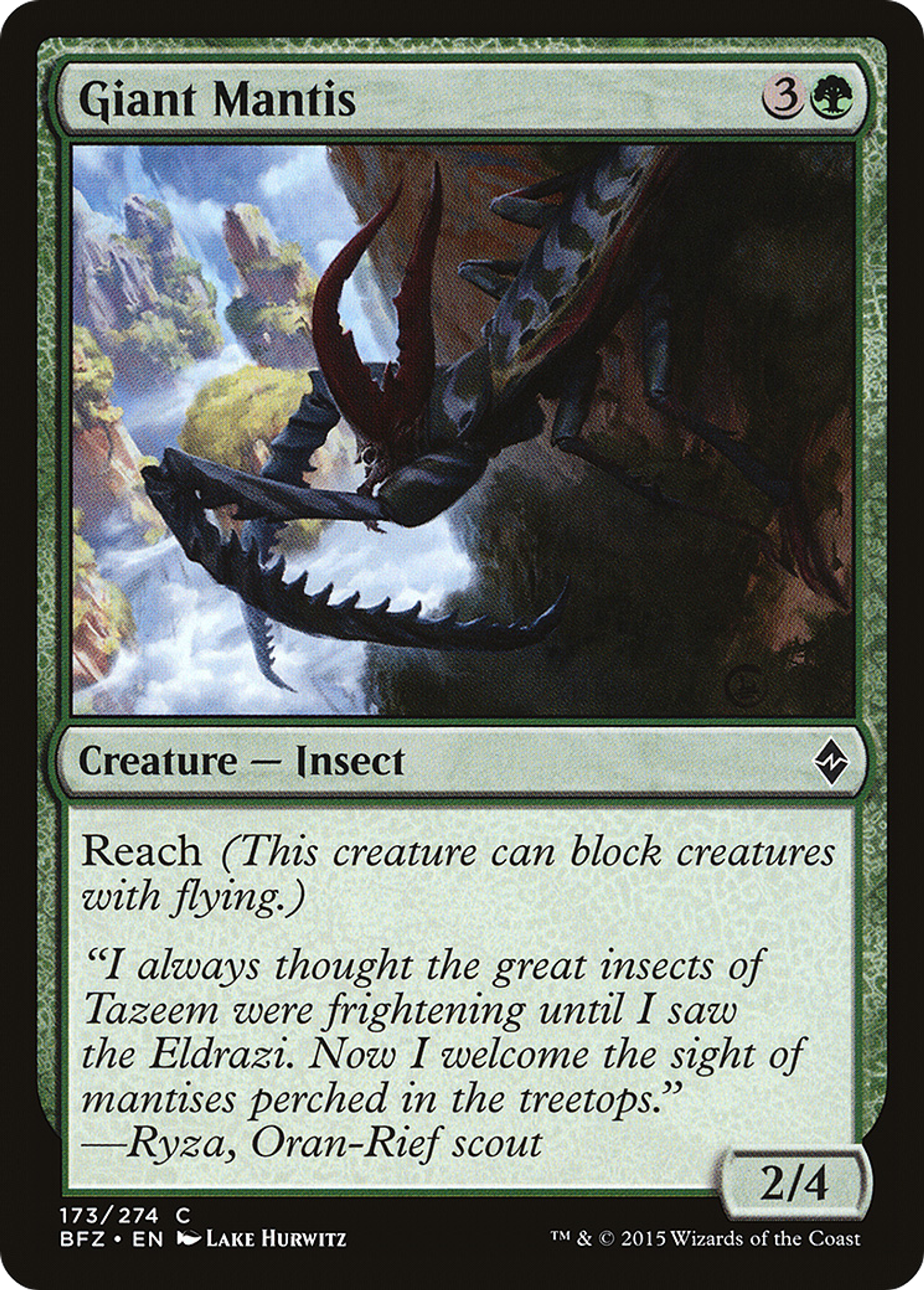 Giant Mantis — Battle for Zendikar — Magic: The Gathering