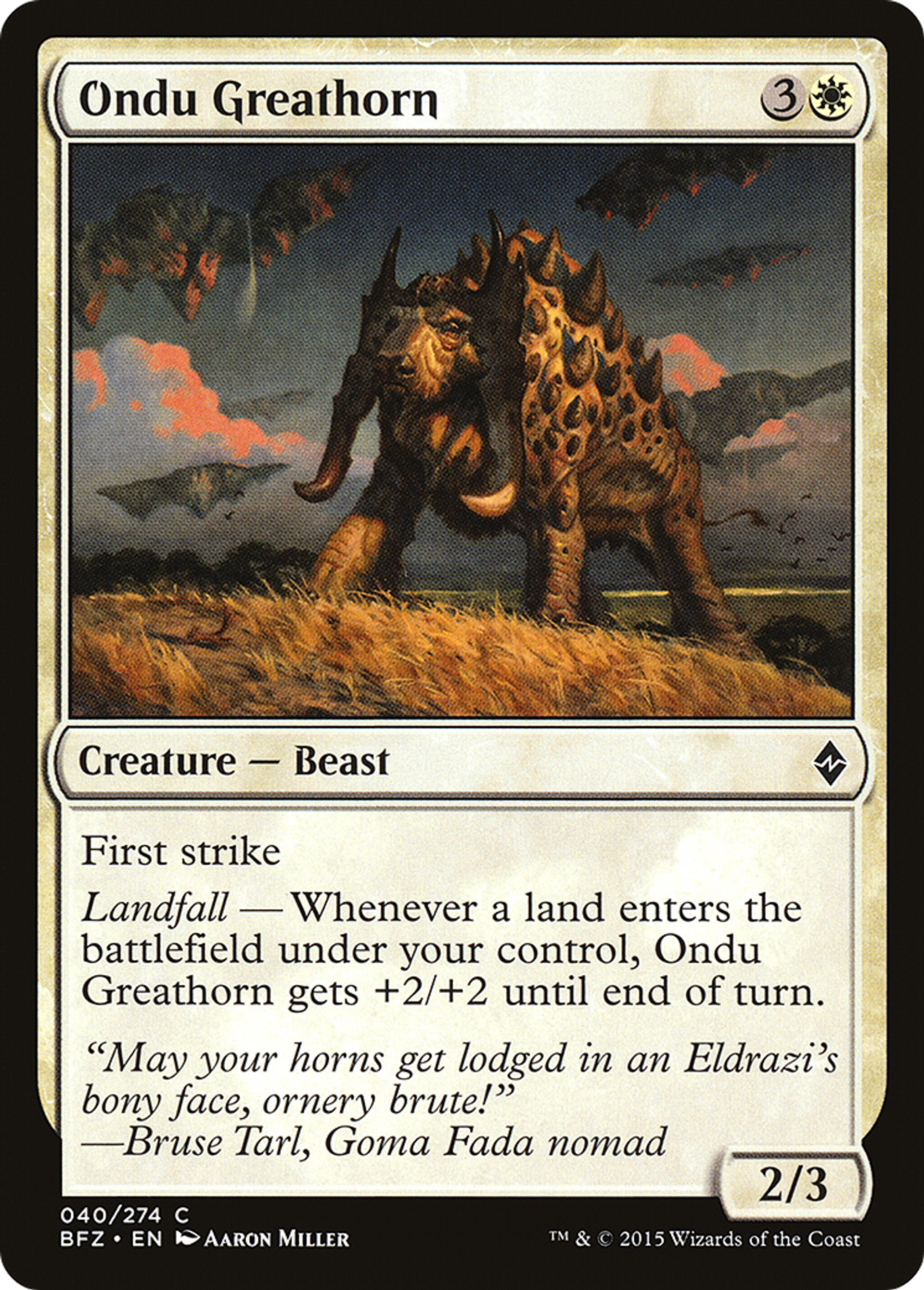 Ondu Greathorn — Battle for Zendikar — Magic: The Gathering