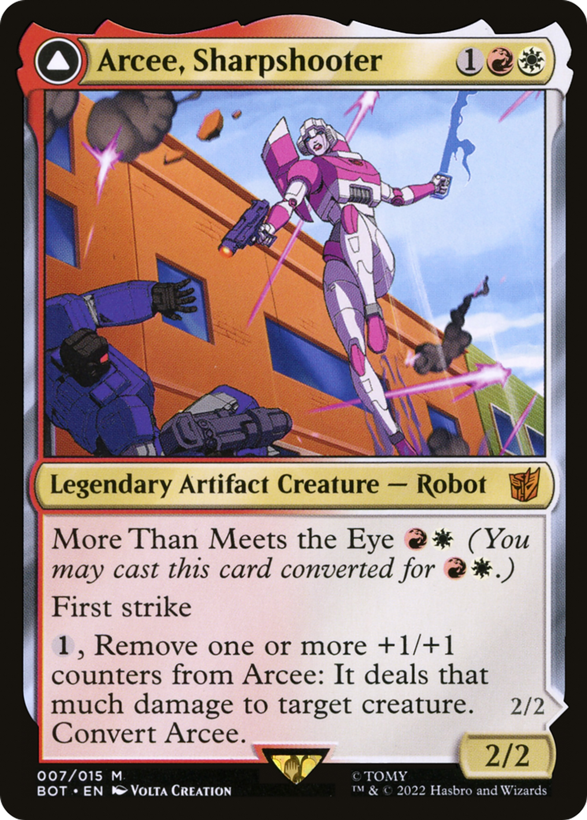 Arcee, Sharpshooter // Arcee, Acrobatic Coupe — Transformers — Magic: The Gathering