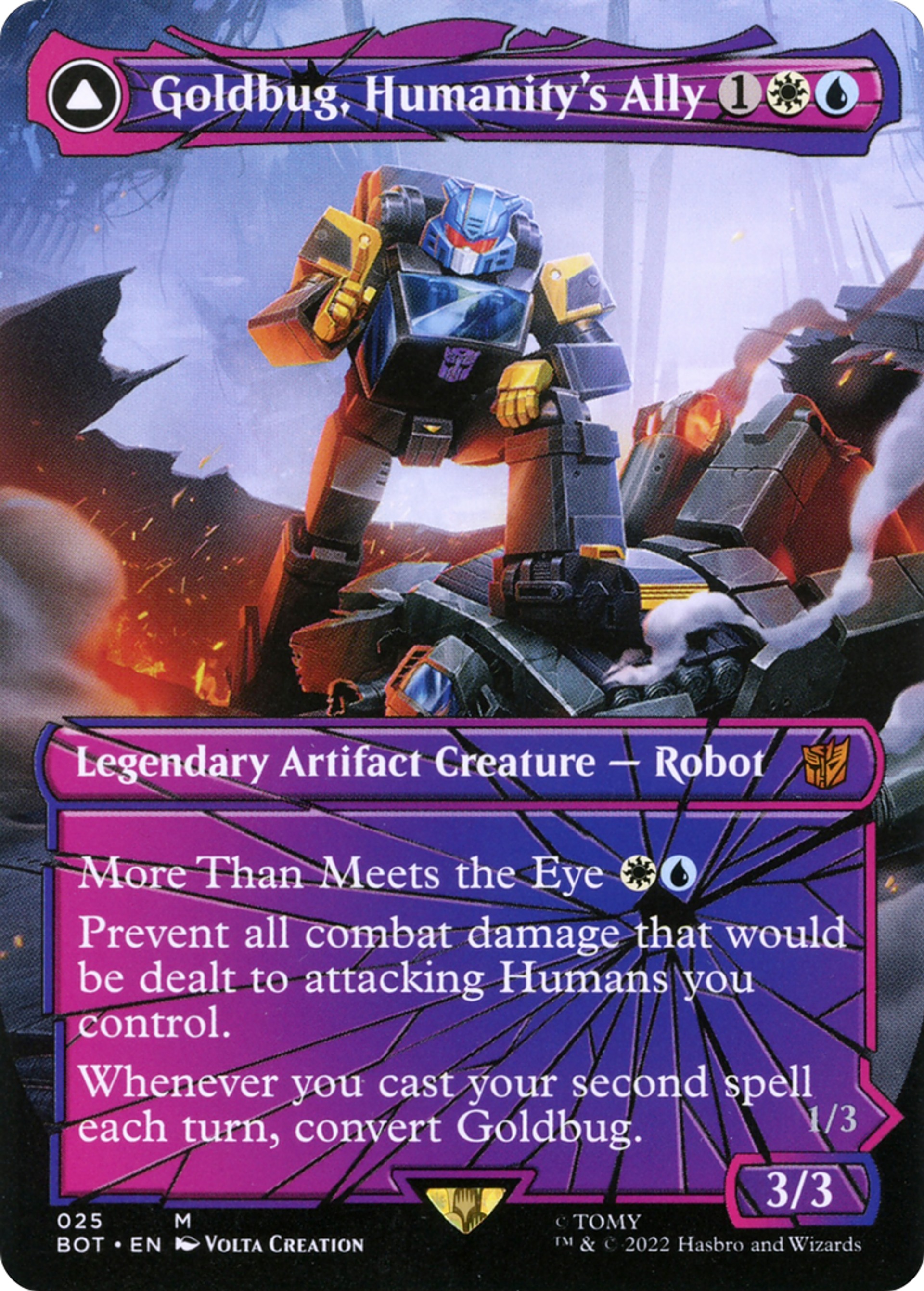 Goldbug, Humanity's Ally // Goldbug, Scrappy Scout — Transformers — Magic: The Gathering