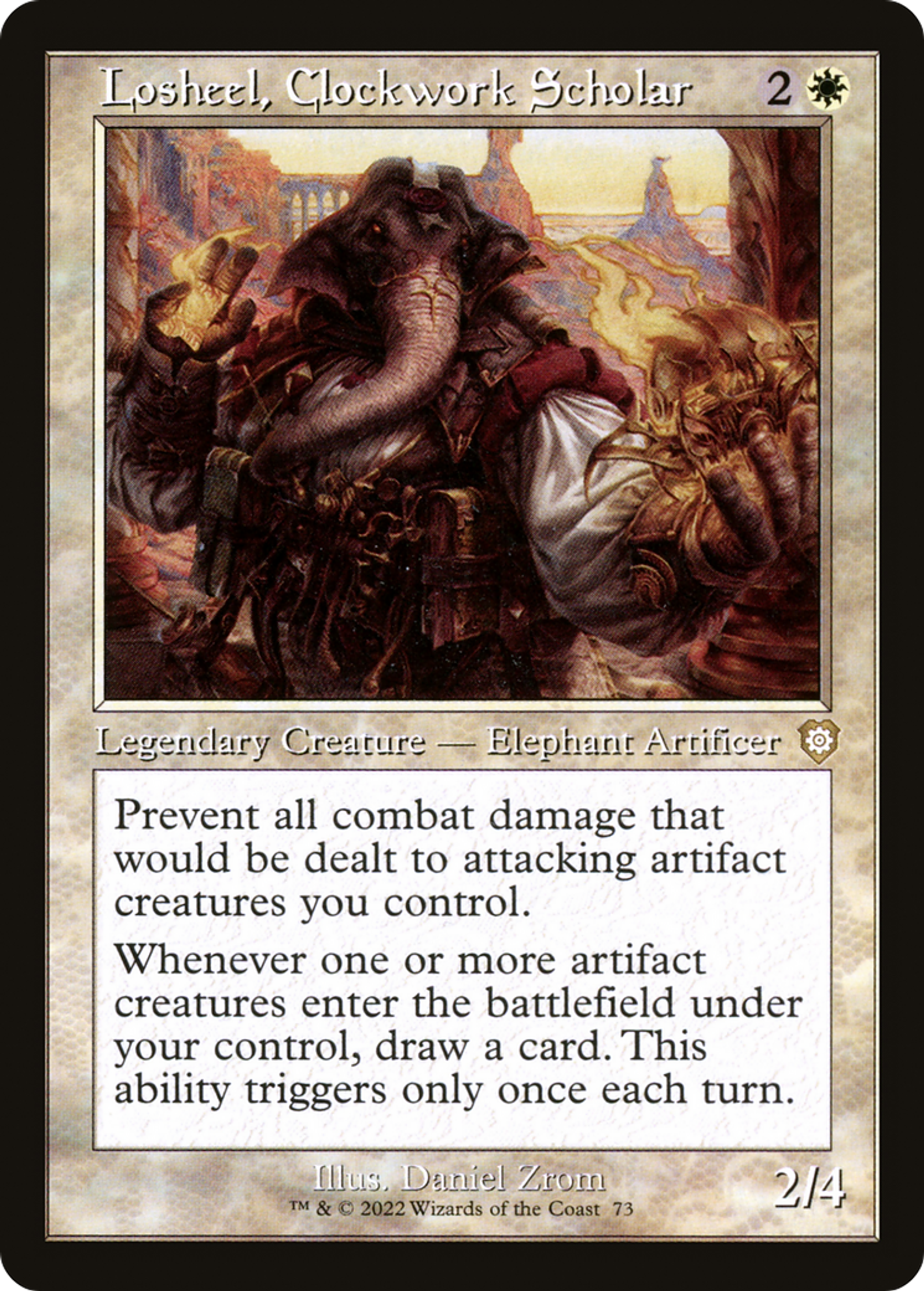 Losheel, Clockwork Scholar — The Brothers' War Commander — Magic: The Gathering