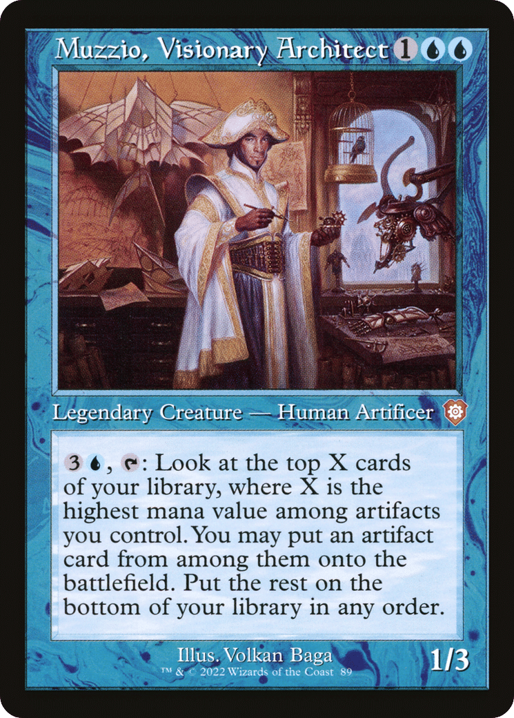 Muzzio, Visionary Architect — The Brothers' War Commander — Magic: The Gathering