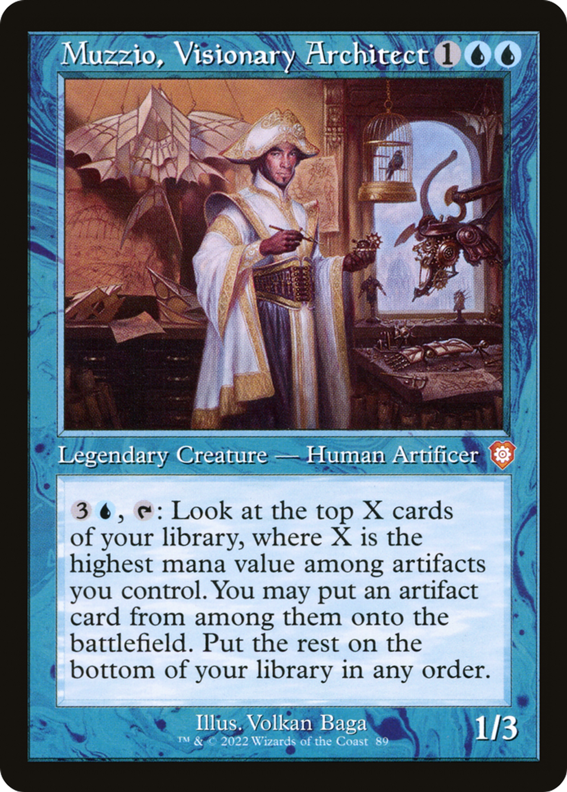 Muzzio, Visionary Architect — The Brothers' War Commander — Magic: The Gathering