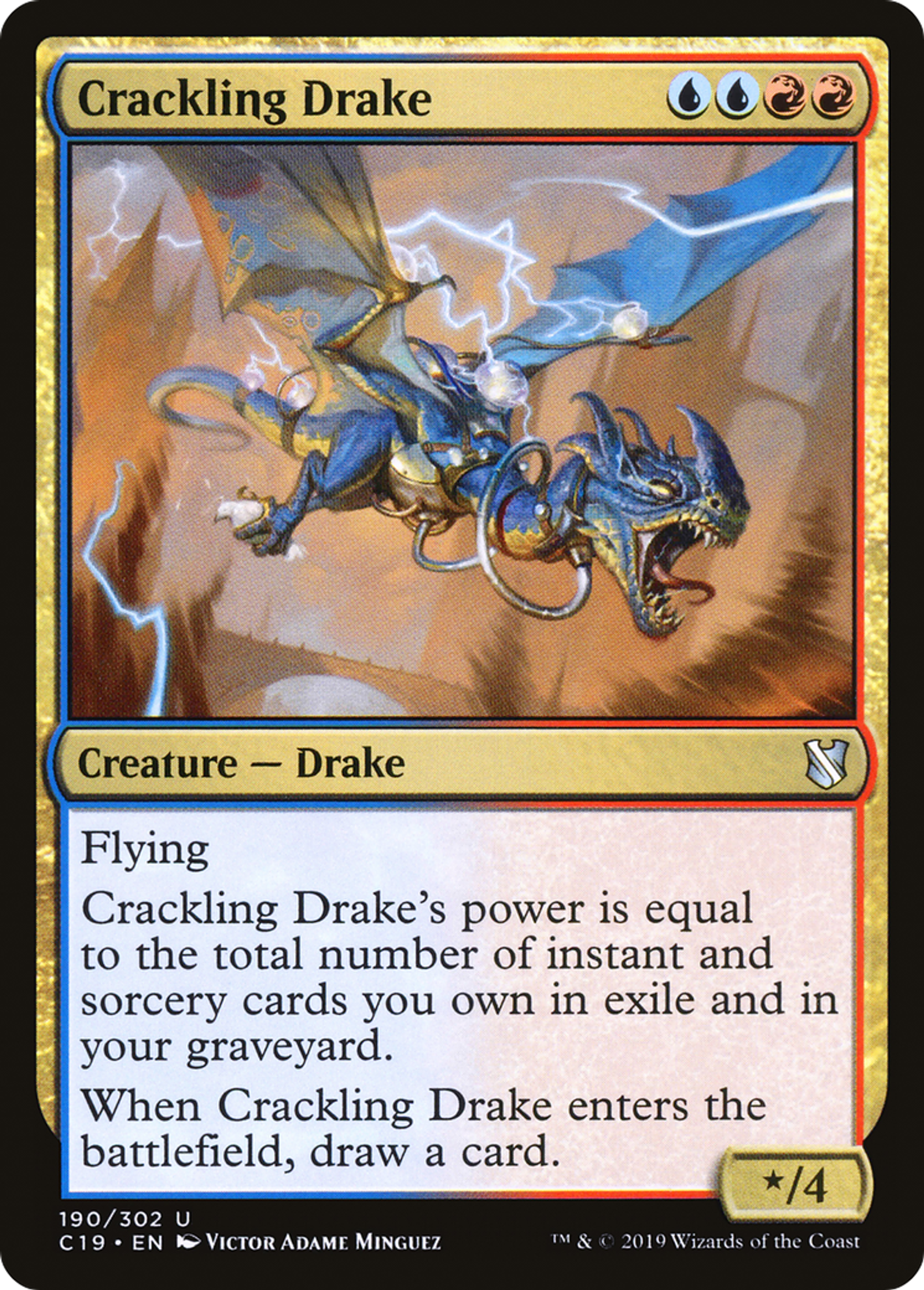 Crackling Drake — Commander 2019 — Magic: The Gathering