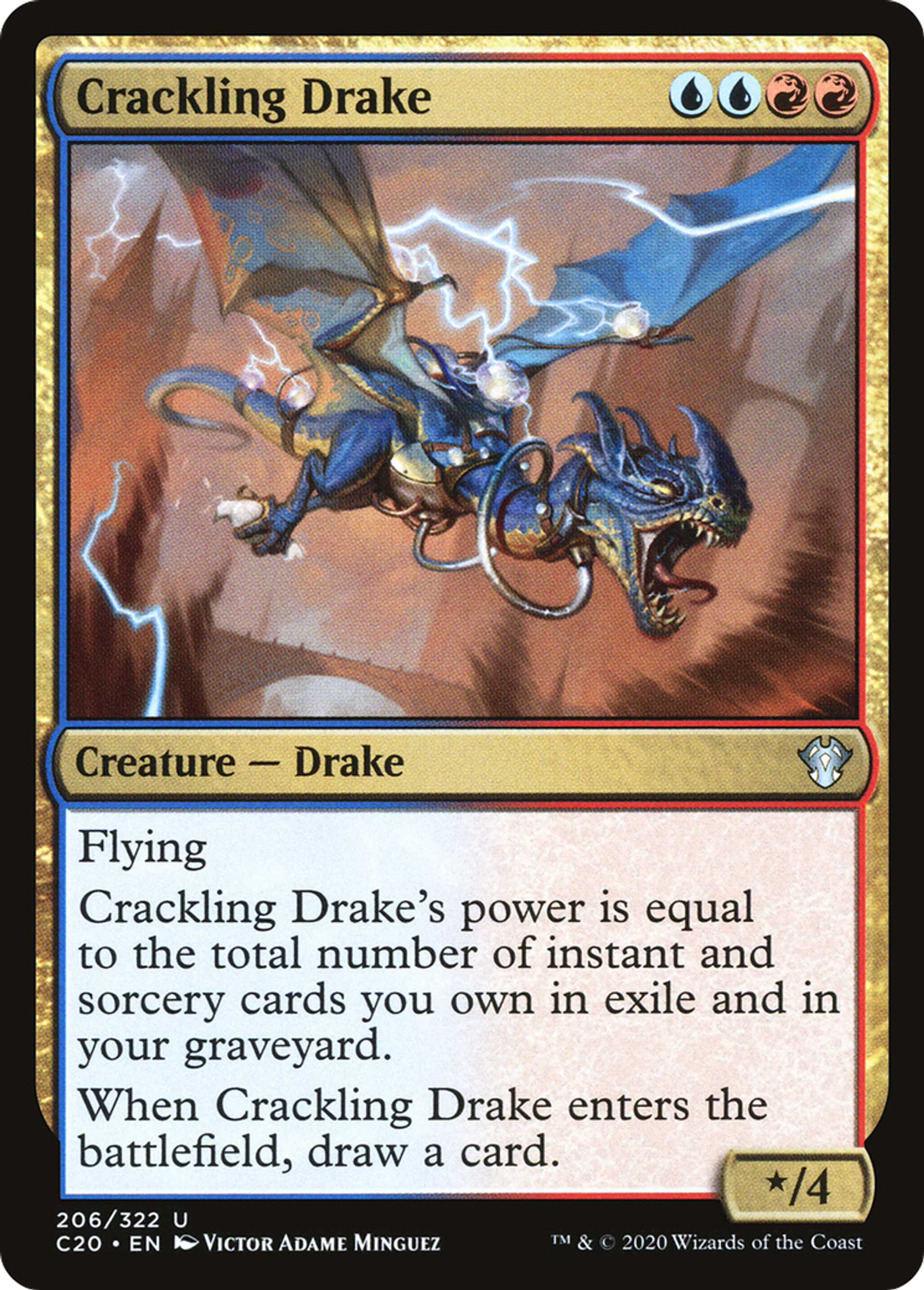 Crackling Drake — Commander 2020 — Magic: The Gathering