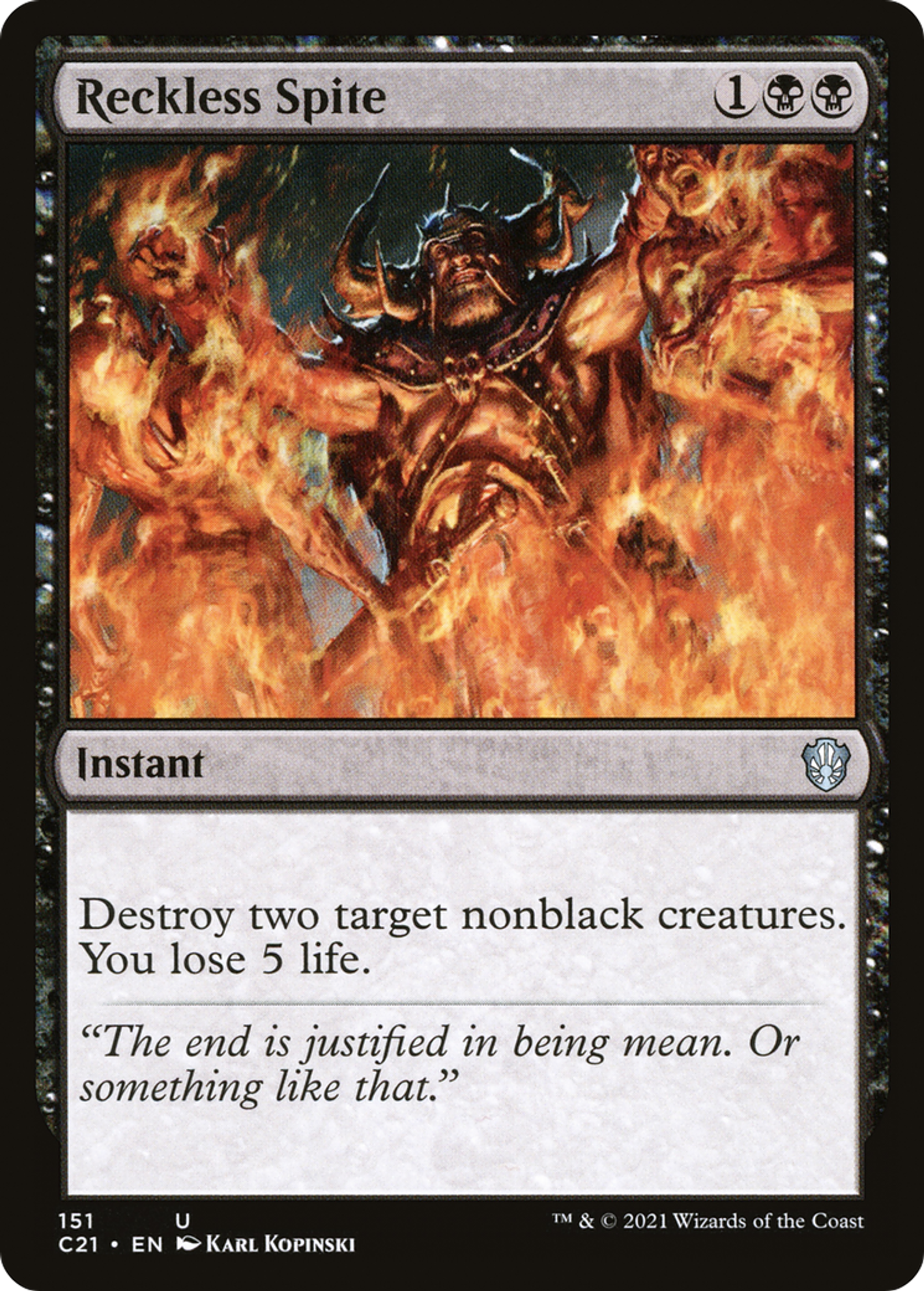 Reckless Spite — Commander 2021 — Magic: The Gathering