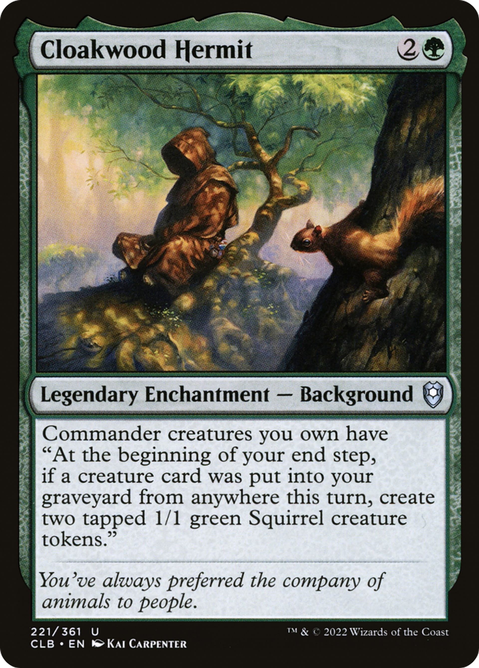 Cloakwood Hermit — Commander Legends: Battle for Baldur's Gate — Magic: The Gathering