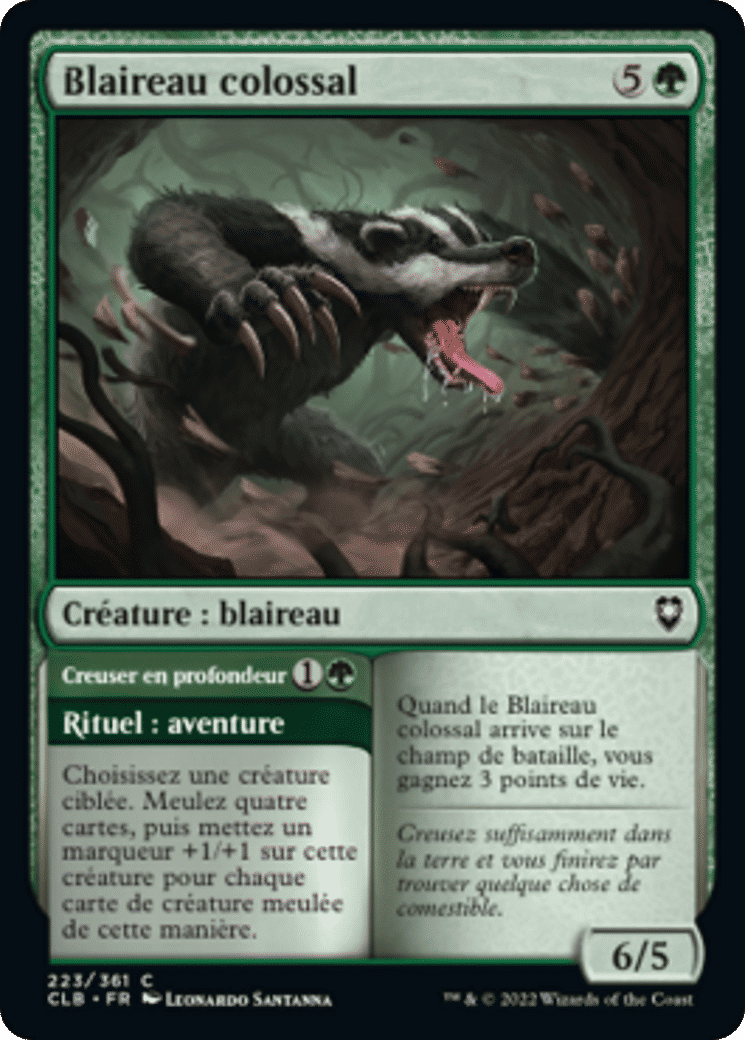 Blaireau colossal // Creuser en profondeur — Commander Legends: Battle for Baldur's Gate — Magic: The Gathering