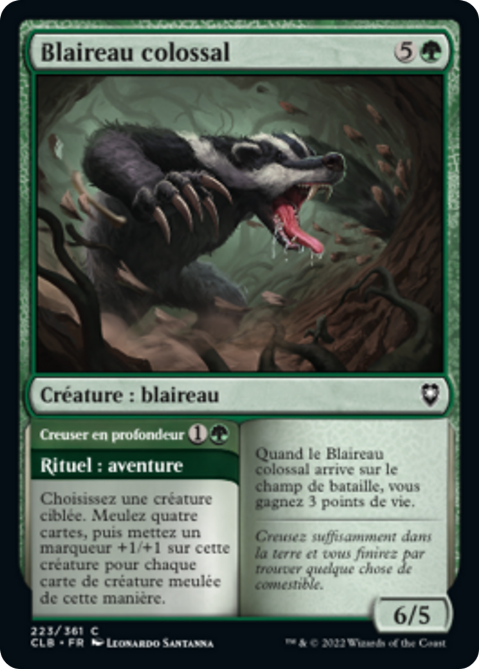 Blaireau colossal // Creuser en profondeur — Commander Legends: Battle for Baldur's Gate — Magic: The Gathering