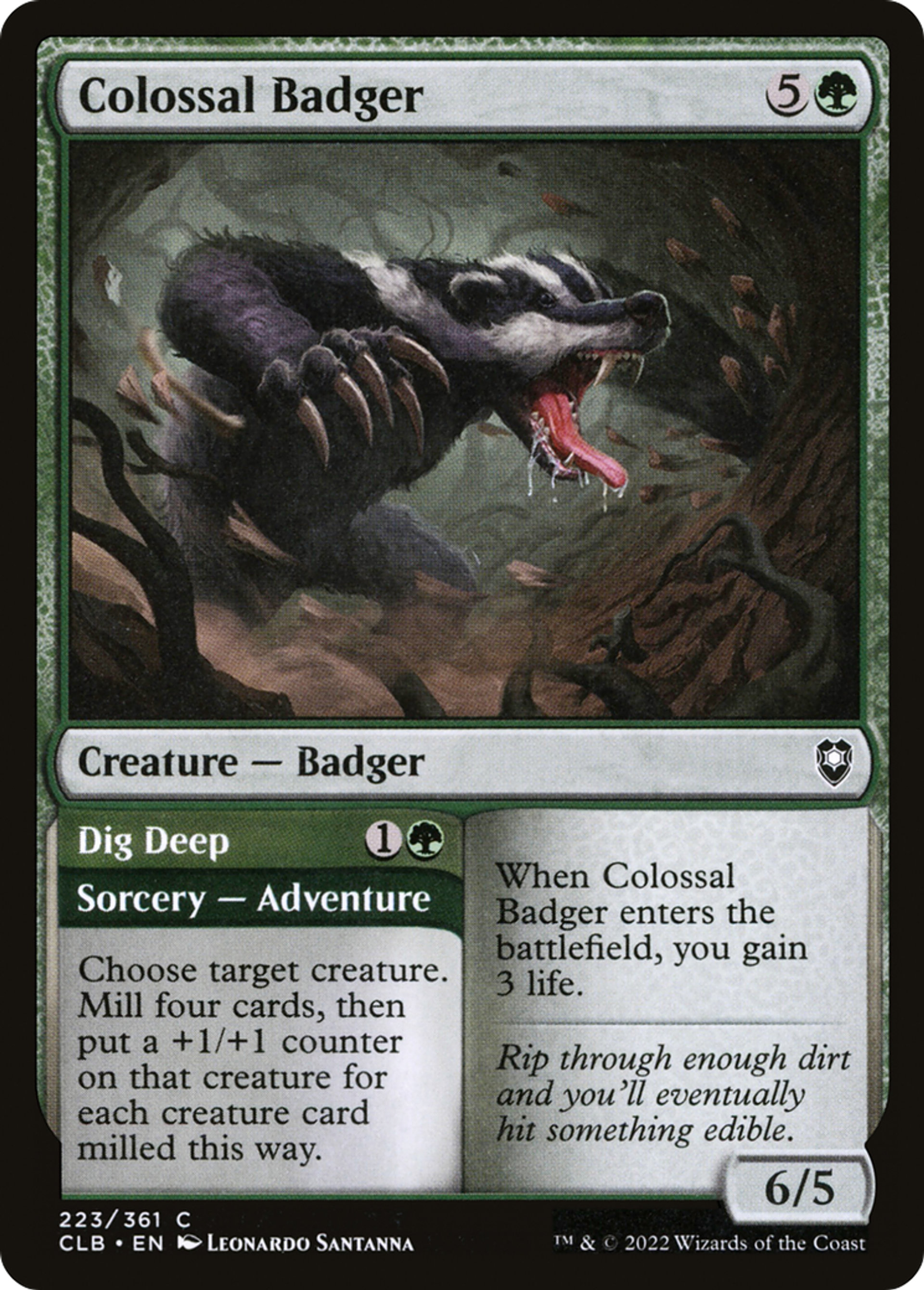 Colossal Badger // Dig Deep — Commander Legends: Battle for Baldur's Gate — Magic: The Gathering