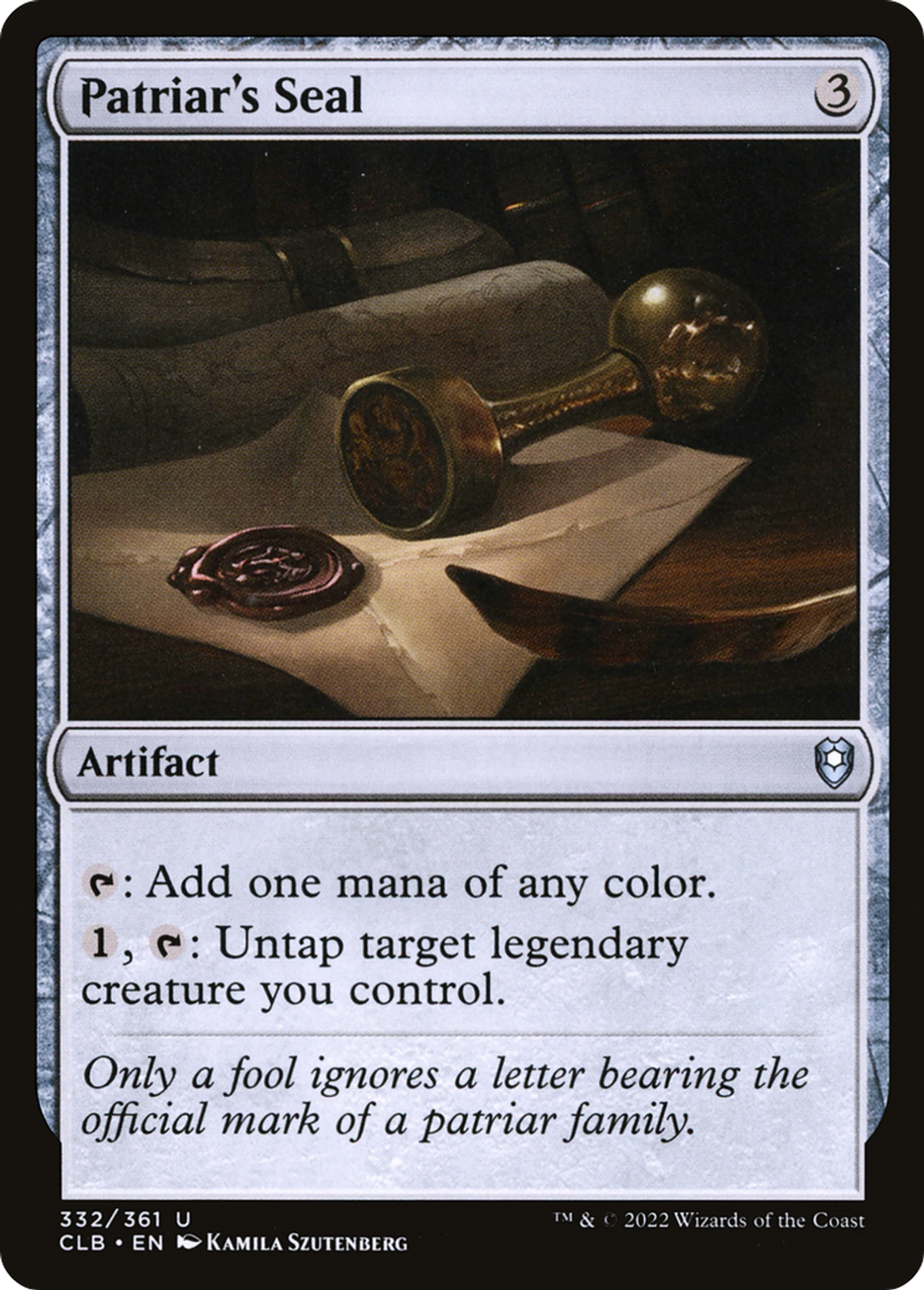 Patriar's Seal — Commander Legends: Battle for Baldur's Gate — Magic: The Gathering