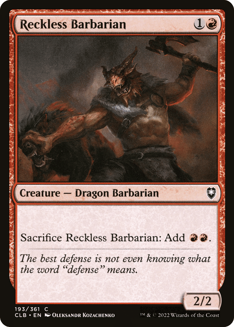 Reckless Barbarian — Commander Legends: Battle for Baldur's Gate — Magic: The Gathering