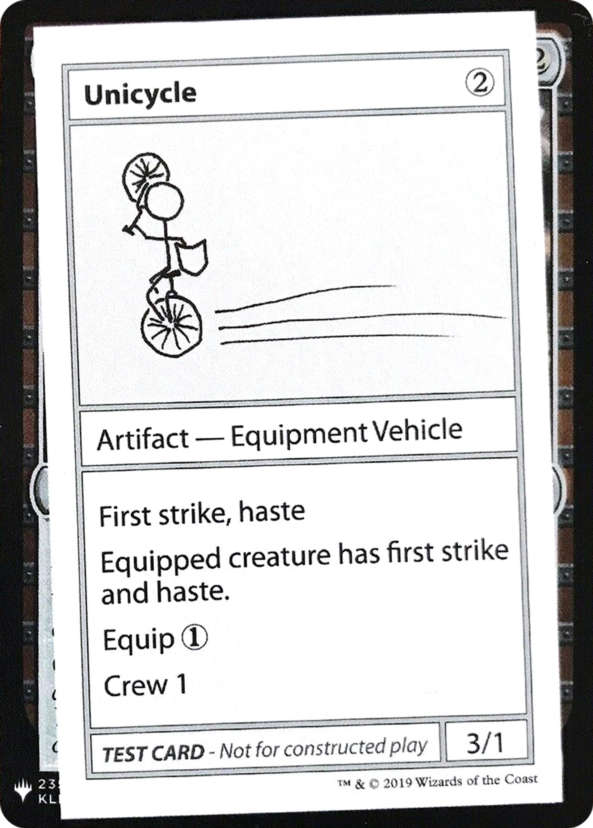 Unicycle — Mystery Booster Playtest Cards 2019 — Magic: The Gathering