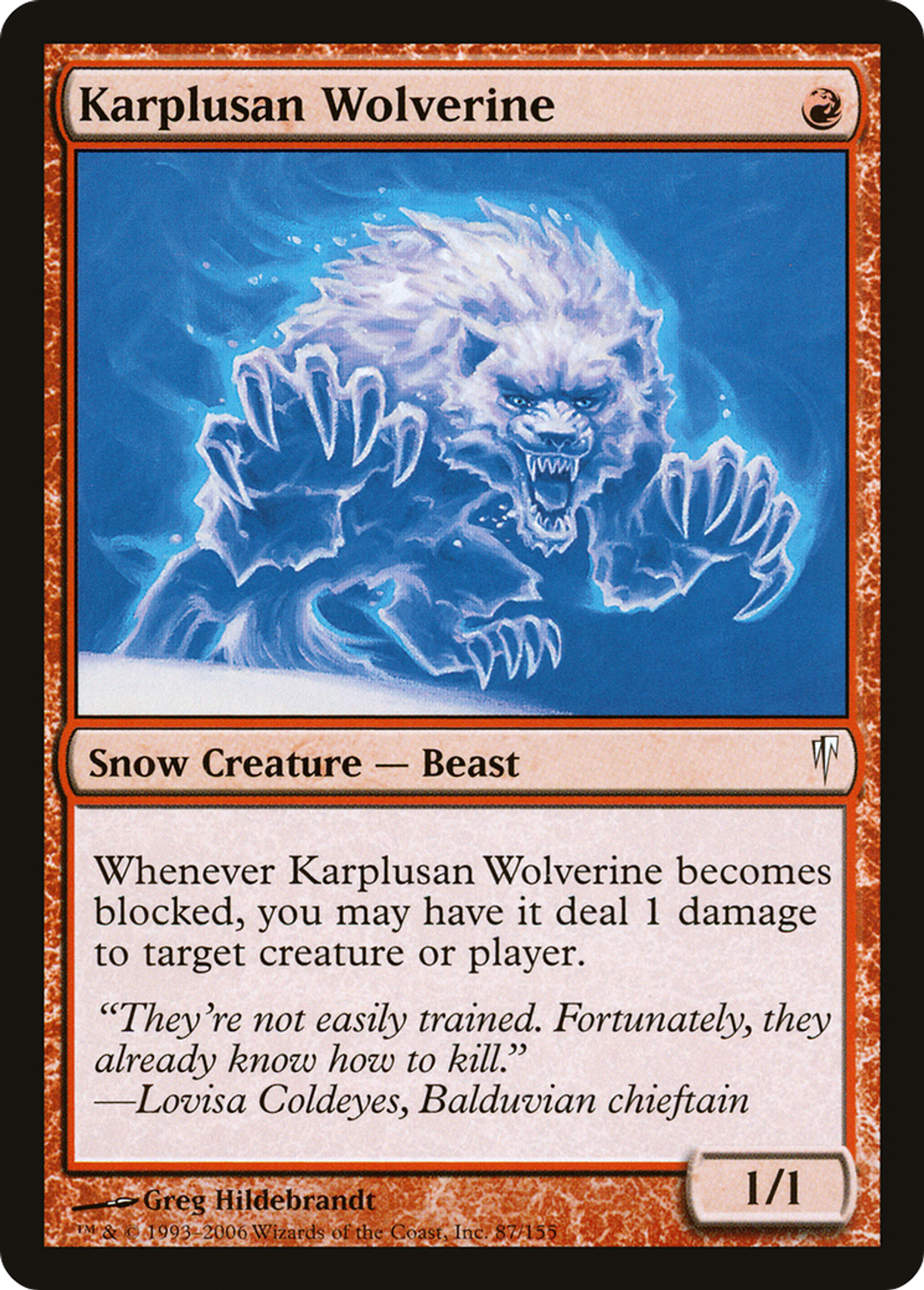 Karplusan Wolverine — Coldsnap — Magic: The Gathering