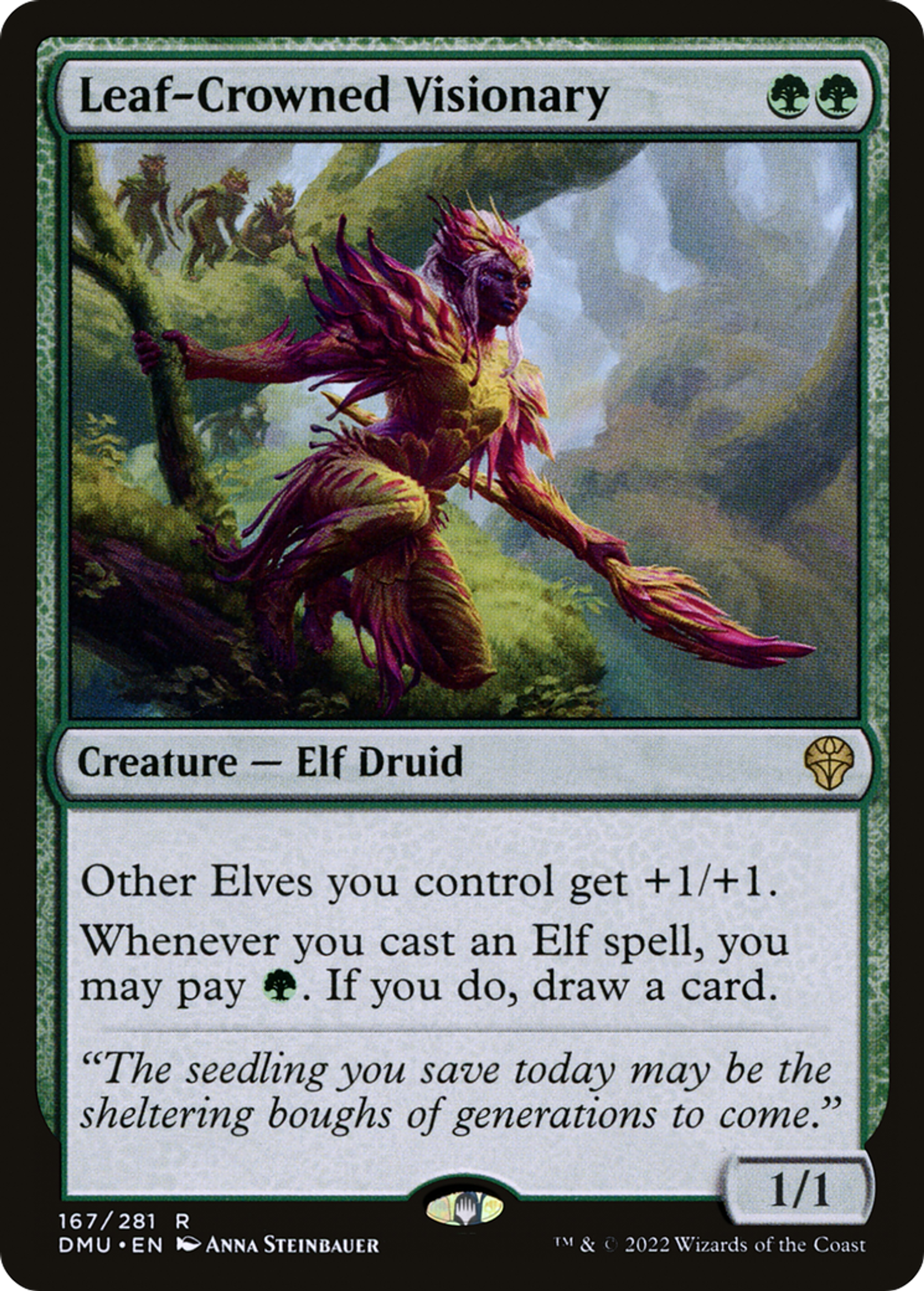 Leaf-Crowned Visionary — Dominaria United — Magic: The Gathering