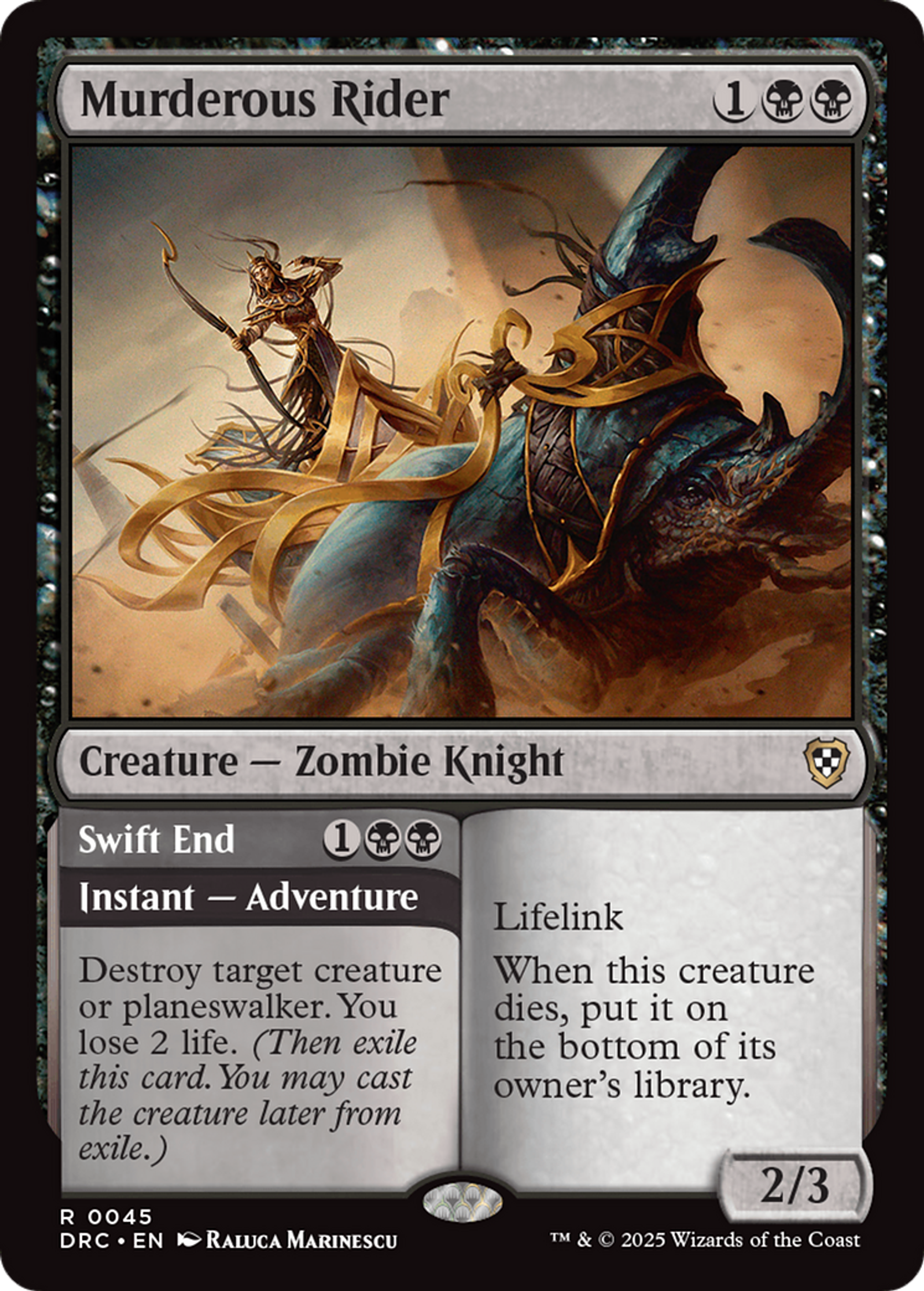 Murderous Rider // Swift End — Aetherdrift Commander — Magic: The Gathering
