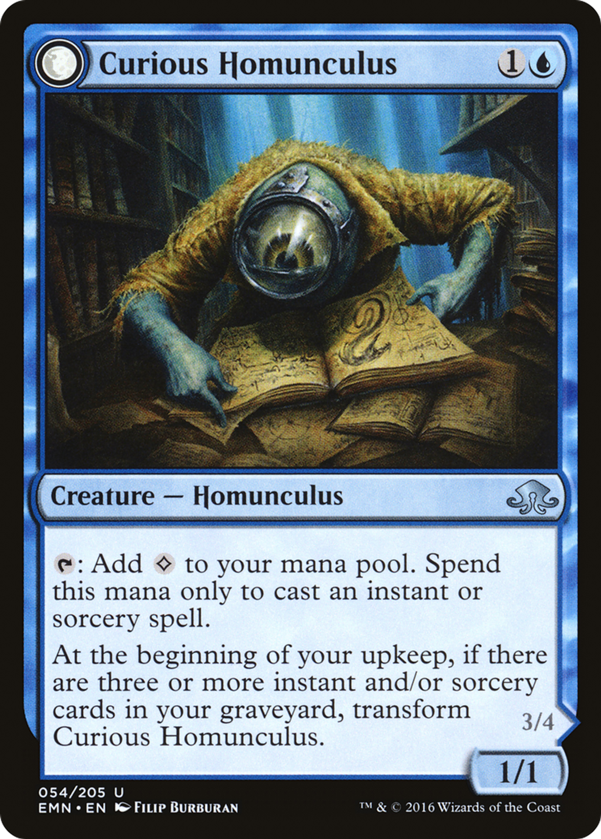 Homoncule curieux // Lecteur vorace — Eldritch Moon — Magic: The Gathering