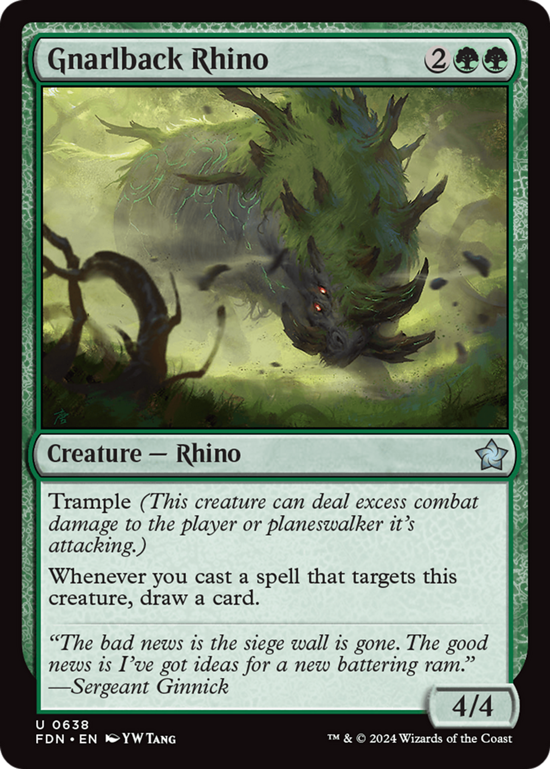 Rhinocéros au dos noueux — Foundations — Magic: The Gathering