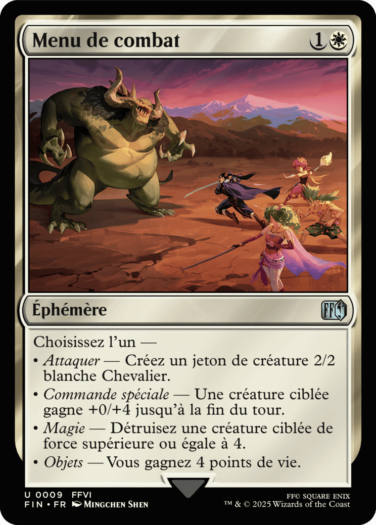 Menu de combat — Final Fantasy — Magic: The Gathering