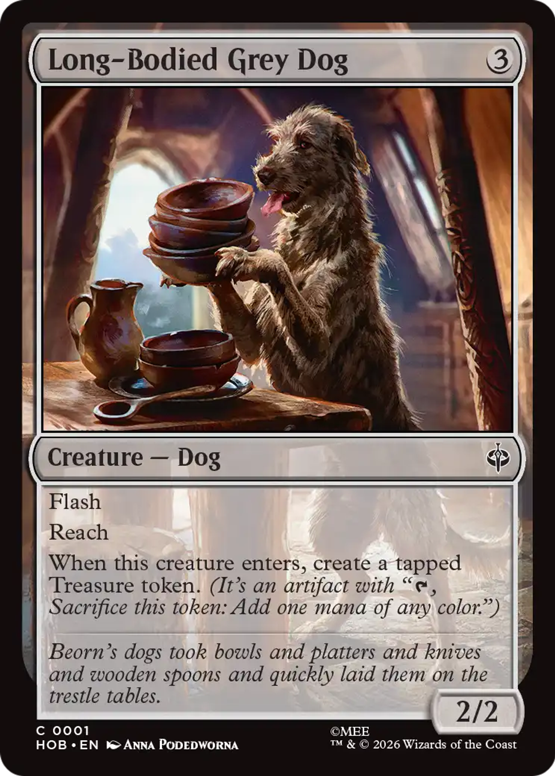 Long-Bodied Grey Dog — The Hobbit — Magic: The Gathering