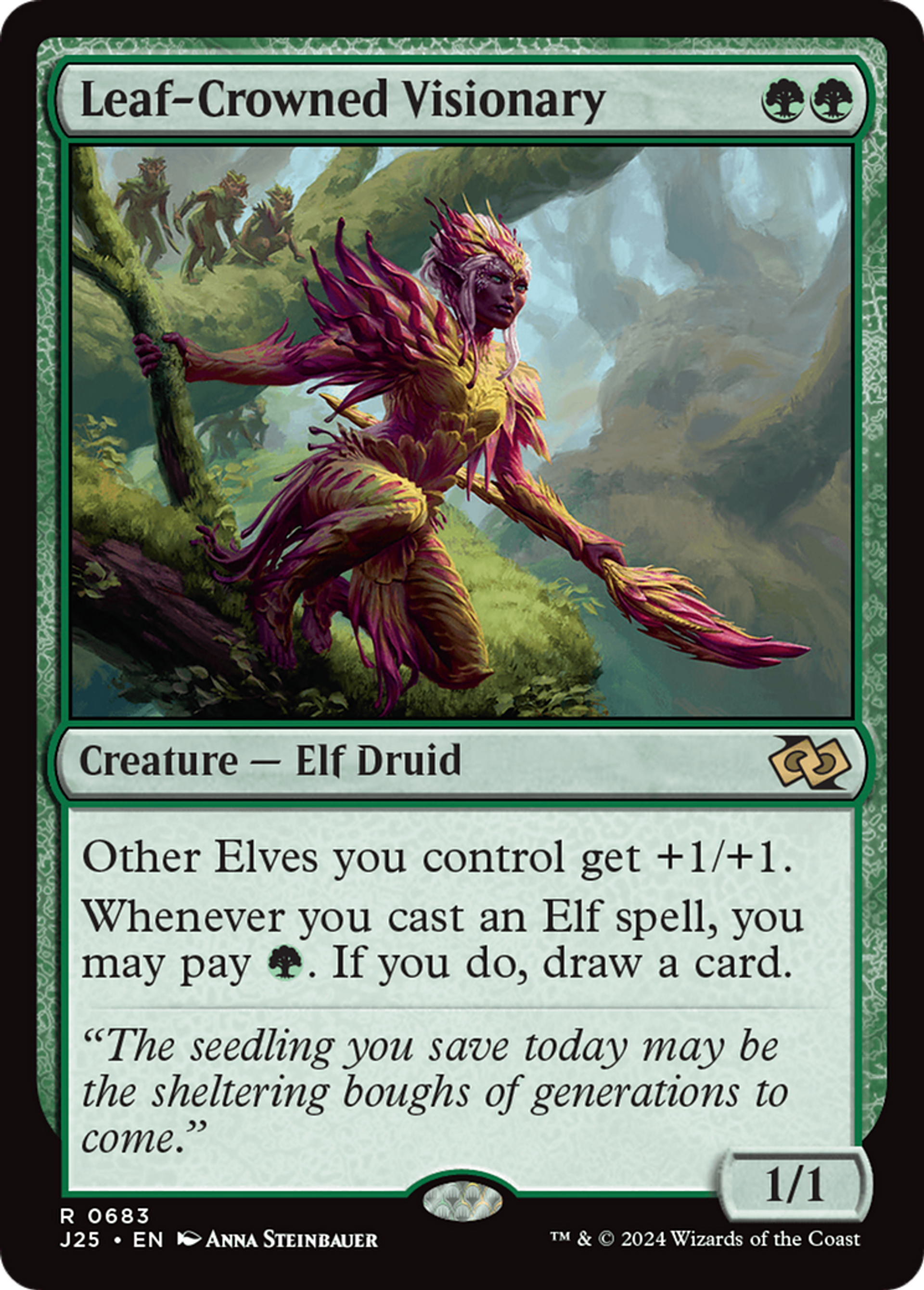 Leaf-Crowned Visionary — Foundations Jumpstart — Magic: The Gathering