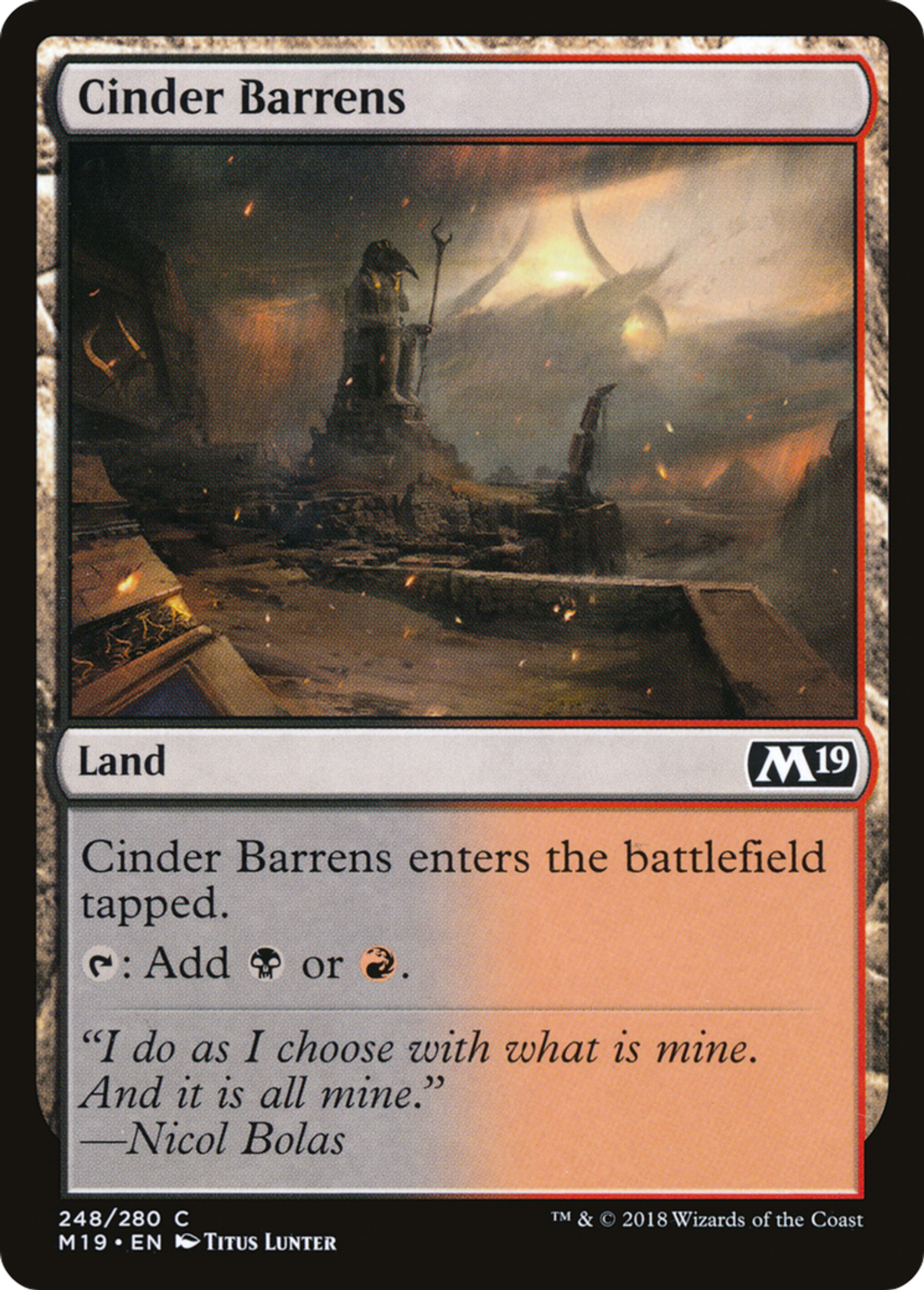 Cinder Barrens — Core Set 2019 — Magic: The Gathering