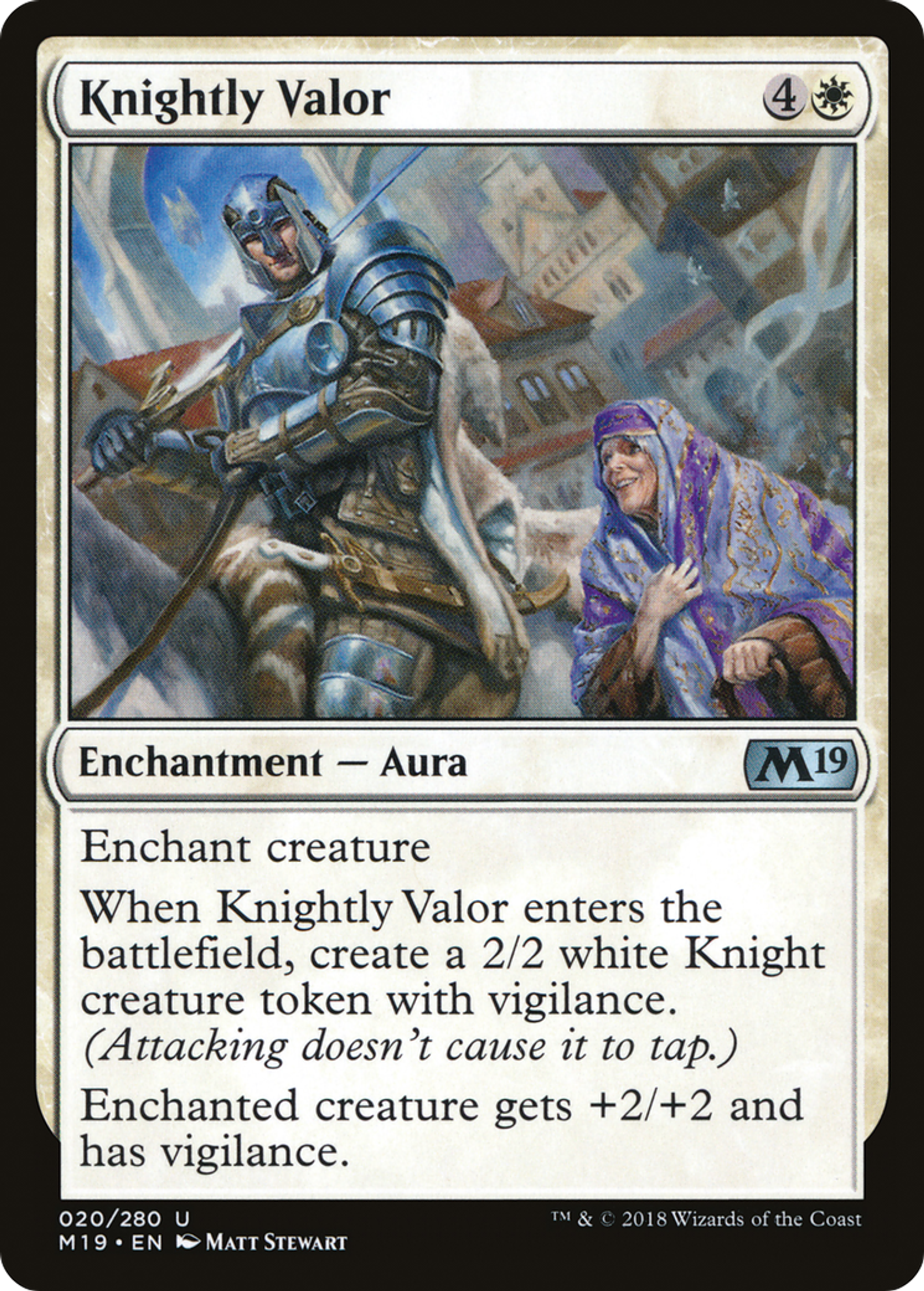 Knightly Valor — Core Set 2019 — Magic: The Gathering
