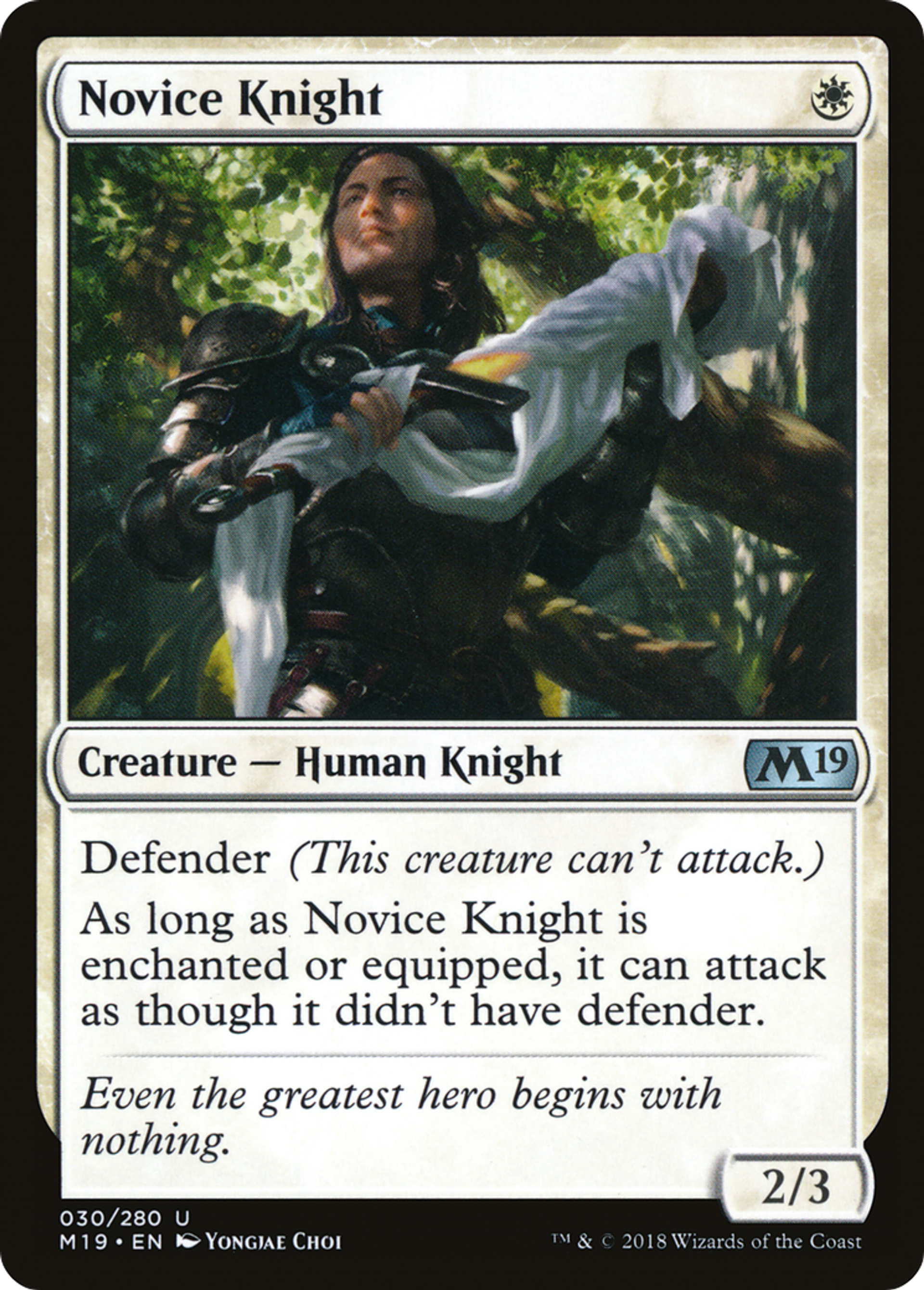 Novice Knight — Core Set 2019 — Magic: The Gathering